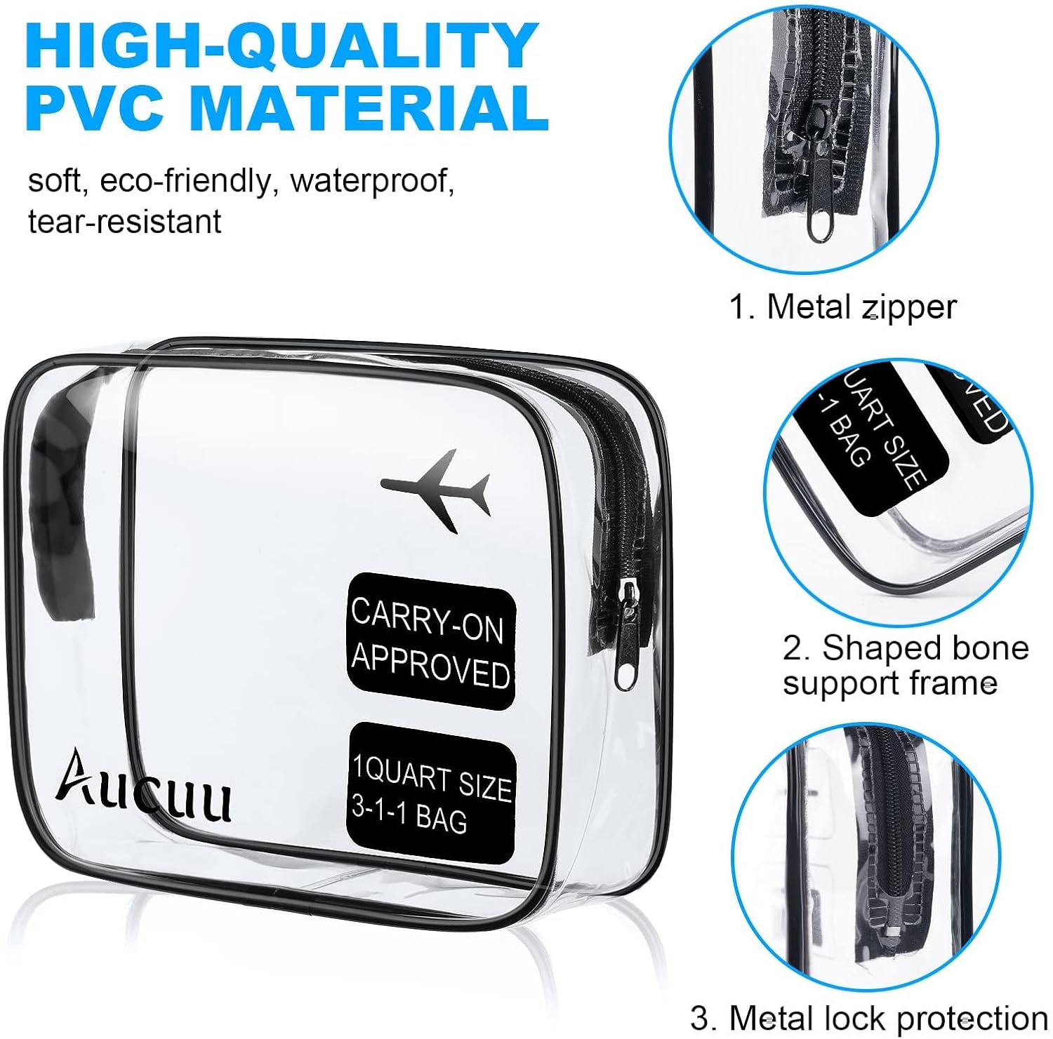 Thumbnail 2 de Aucuu Trousse de Toilette Transparente 3PCS