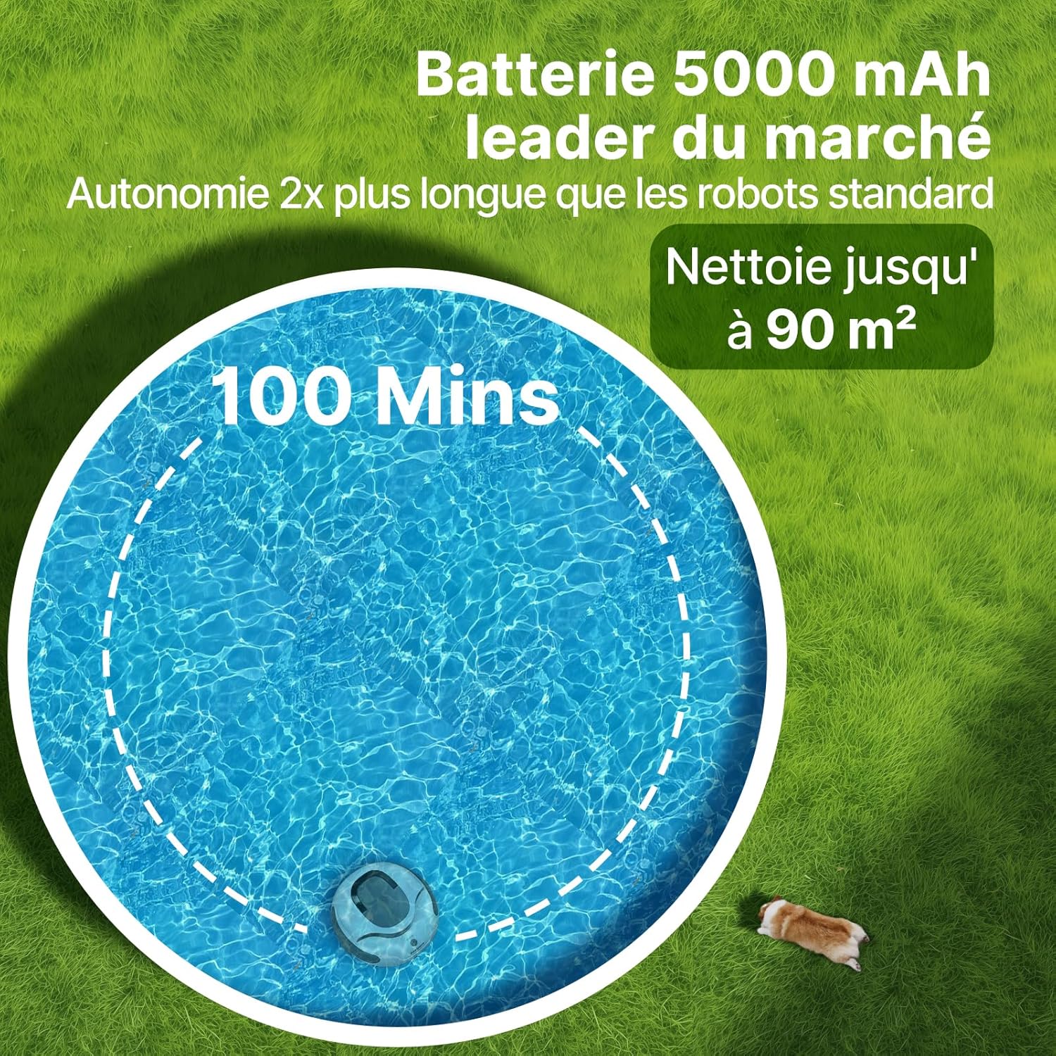 Detalle 2 de POOLPURE 2026 — Robot Piscine sans Fil pour fonds plats jusqu’à 90 m²