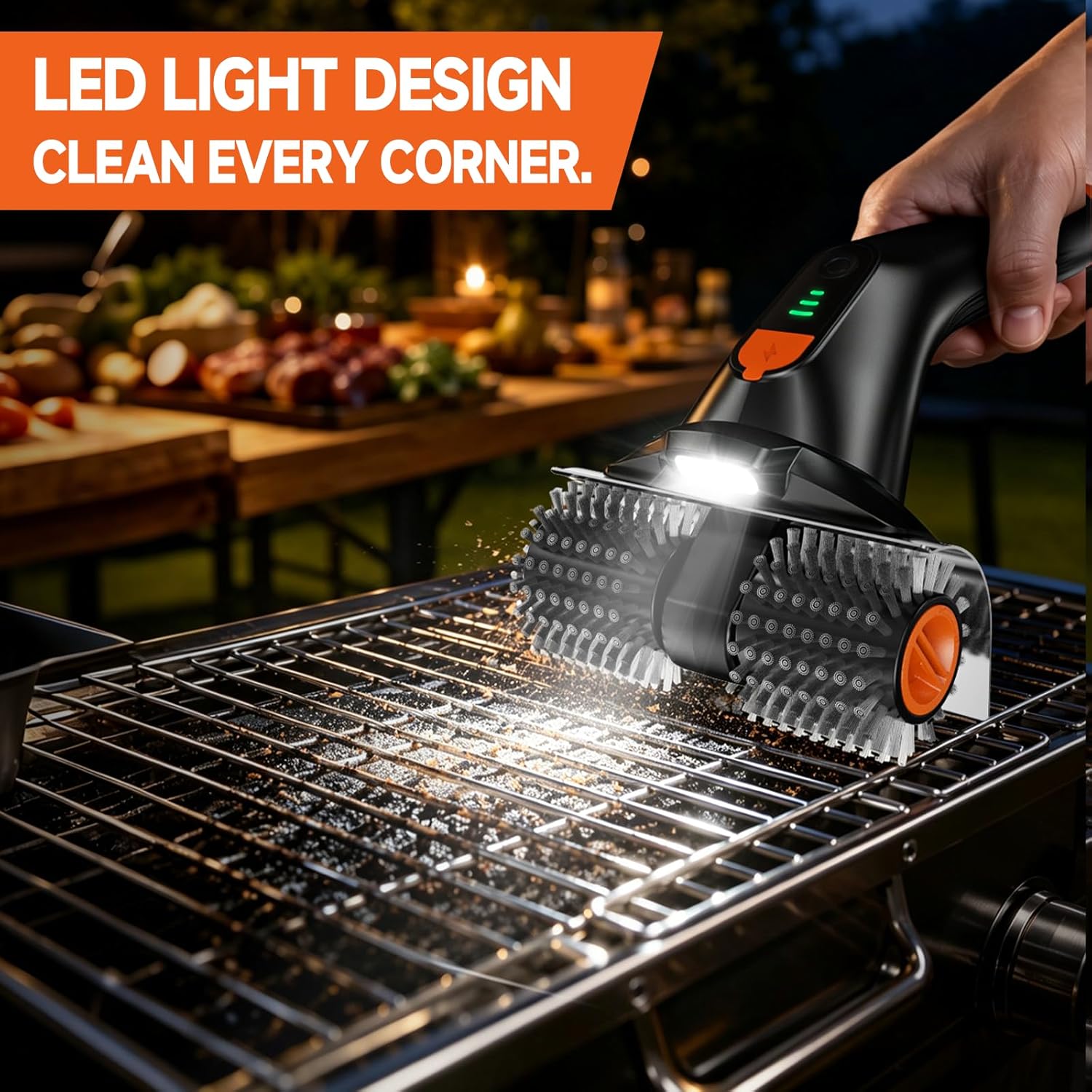 Detalle de iFunSky Electric Grill Brush: Dual-Head 80W Cordless Grill Cleaner