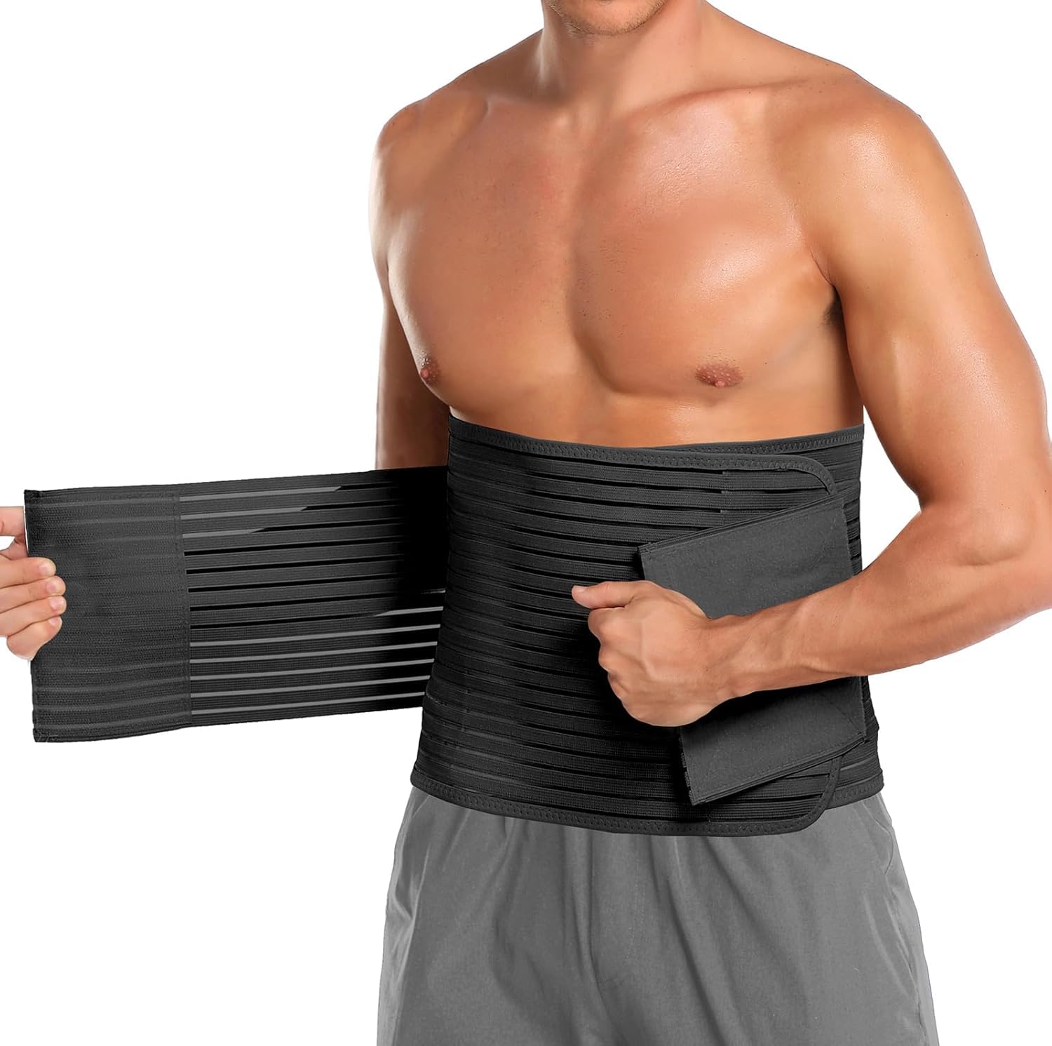 Detalle de MAMODY Abdominal Binder, XL Adjustable Waist Support Belt in Black