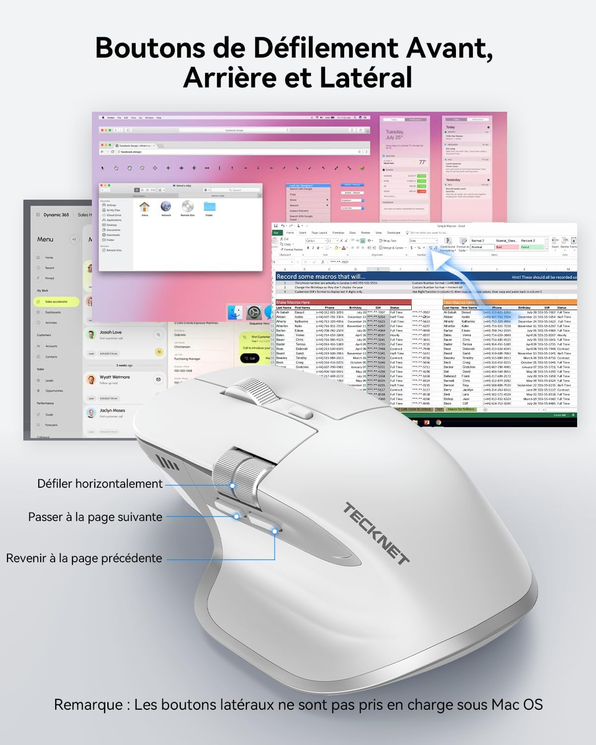 Detalle de TECKNET Souris Bluetooth Ergonomique 3 modes : 4800 DPI, silencieuse et rechargeable
