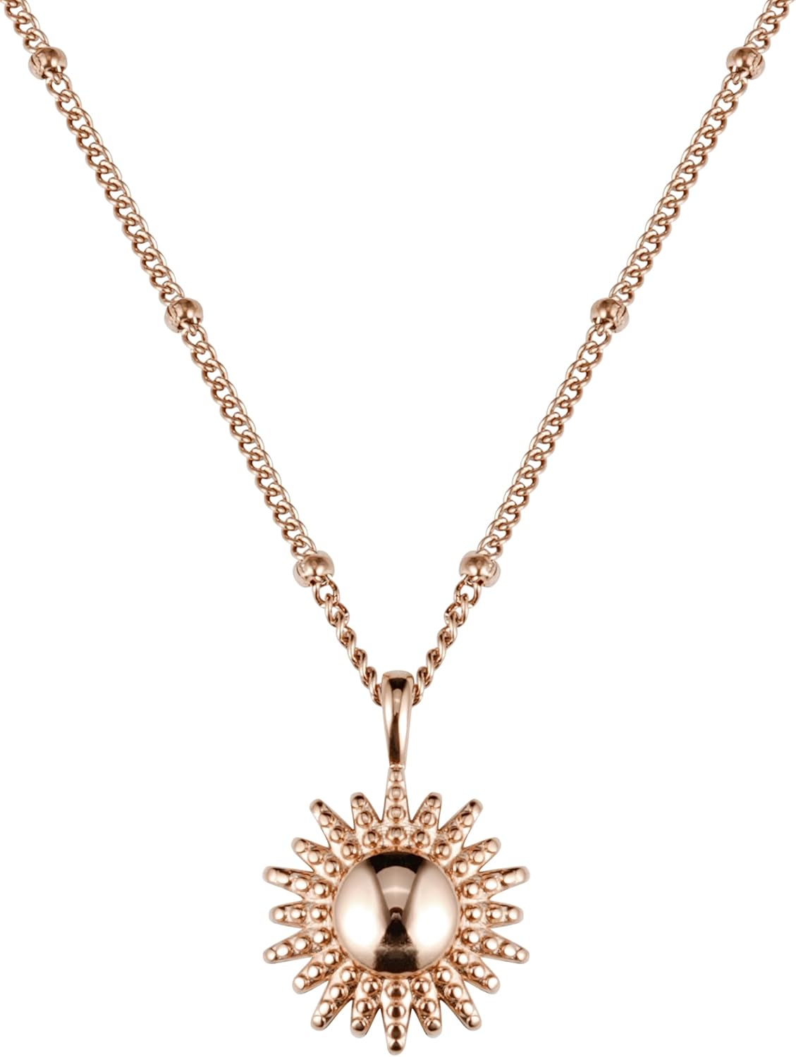 Detalle de BONNYBIRD BonnySun wasserfeste Edelstahlkette Sonne für Damen (Silber, Gold & Roségold) – 100% wasserfest & hautverträglich
