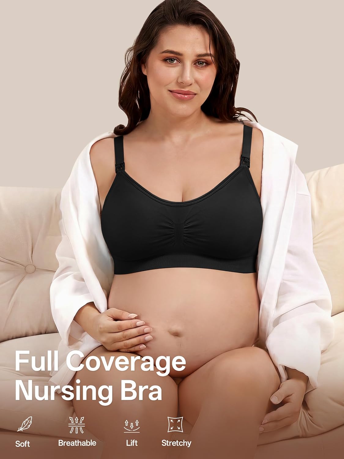 Detalle 2 de habibee Seamless Nursing Bras, 5-Pack Wireless Maternity & Sleep Bras