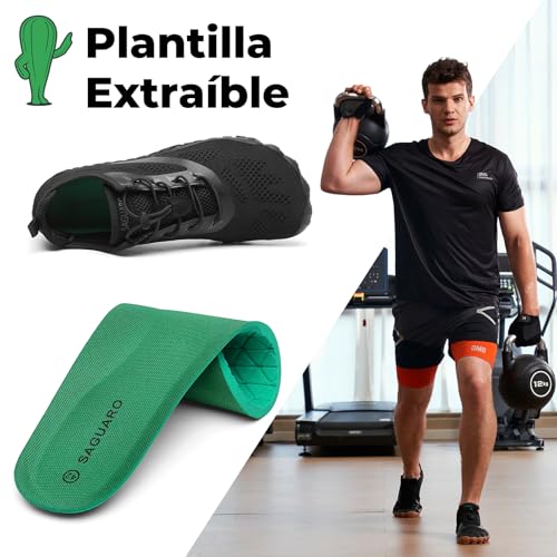 Detalle de SAGUARO Zapatillas Barefoot Minimalistas para Mujer y Hombre, Zapatillas de Trail Running, Negro Vanta, Gr.39