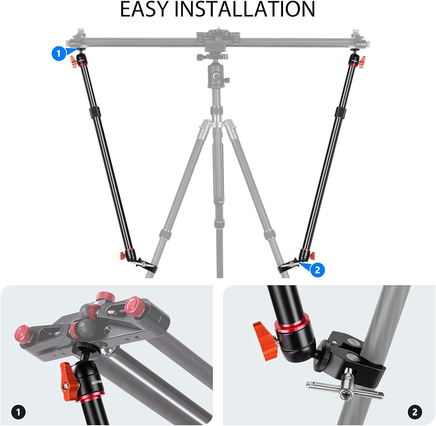 Detalle de NEEWER Kamera-Slider Stützarm 2er-Set: verstellbare Tragarme aus Aluminium für mehr Stabilität