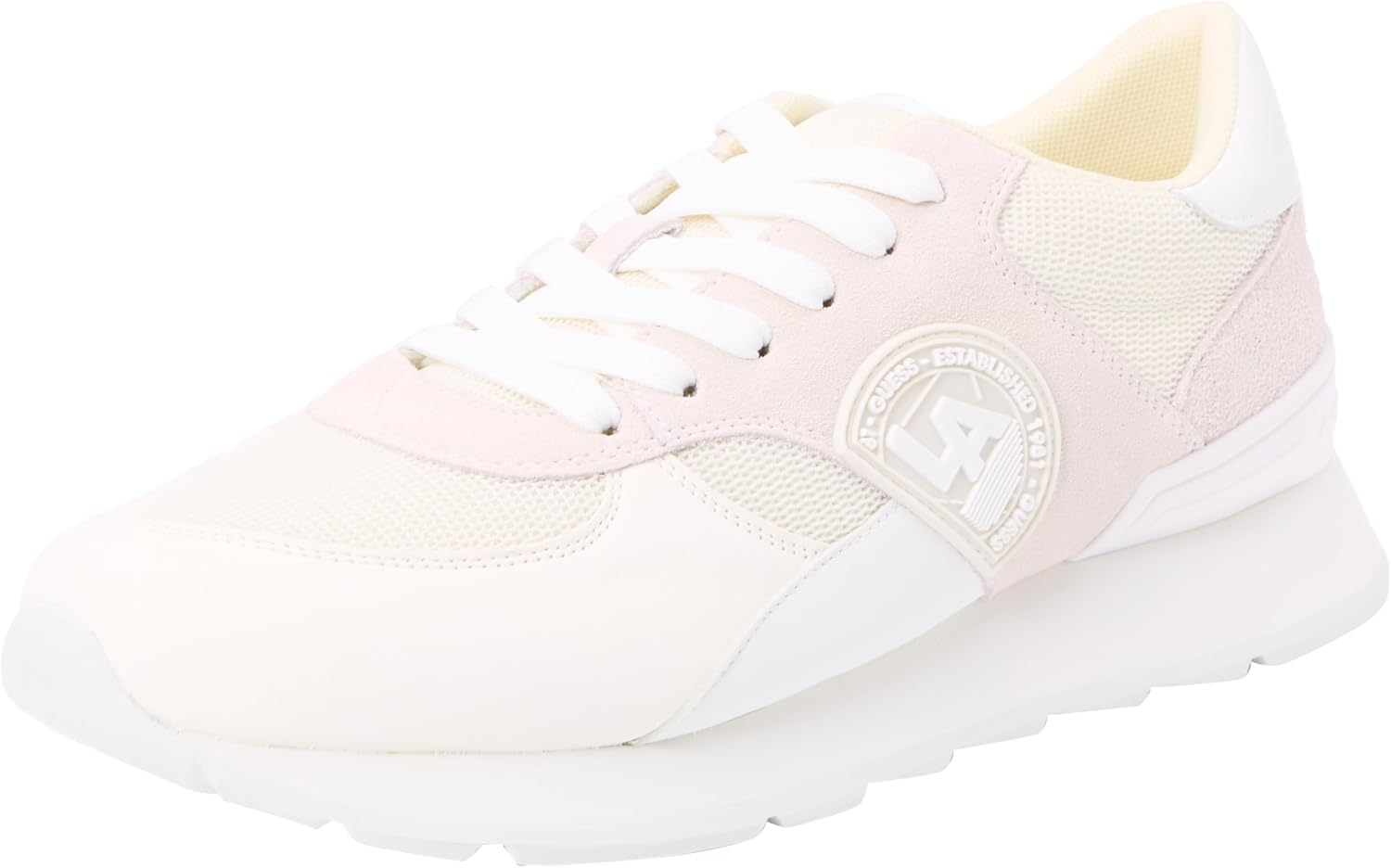 Detalle de Guess Homme Fano Sneaker : sneaker en cuir blanc avec détails beige