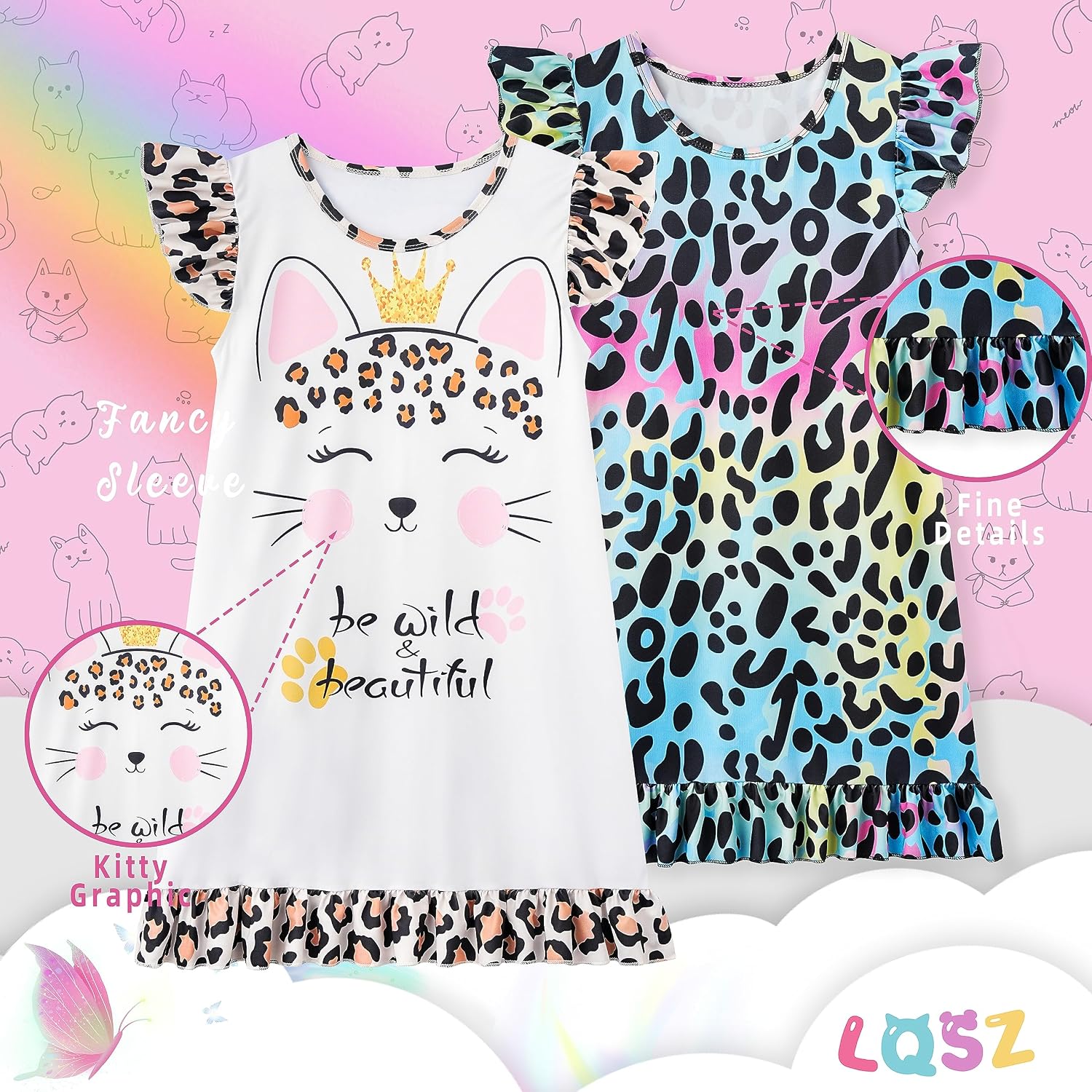Detalle de LQSZ Girls' Nightgowns, 2-Piece Set