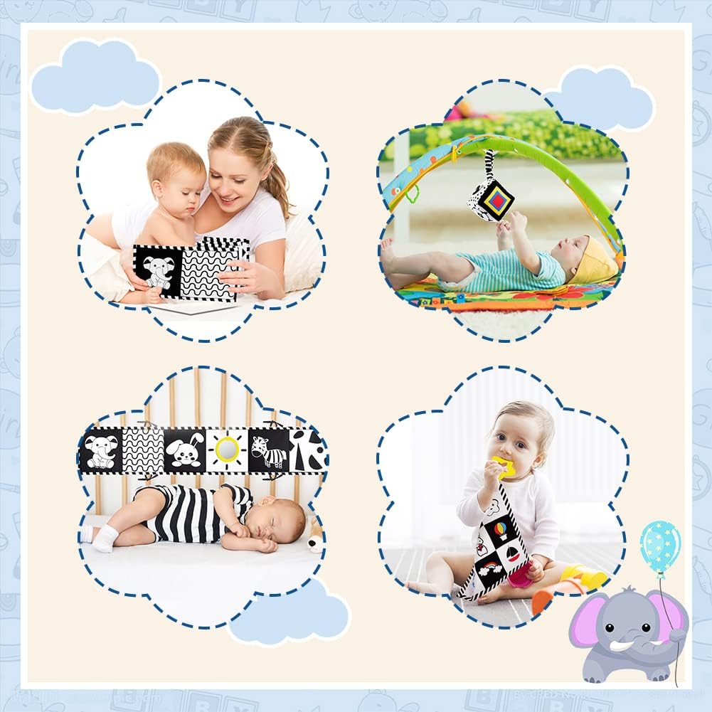 Thumbnail 6 de Aolso Libro di Stoffa Sensoriale per Neonati - Set di 3 con Sonaglio, Ideale per Tummy Time e Passeggino