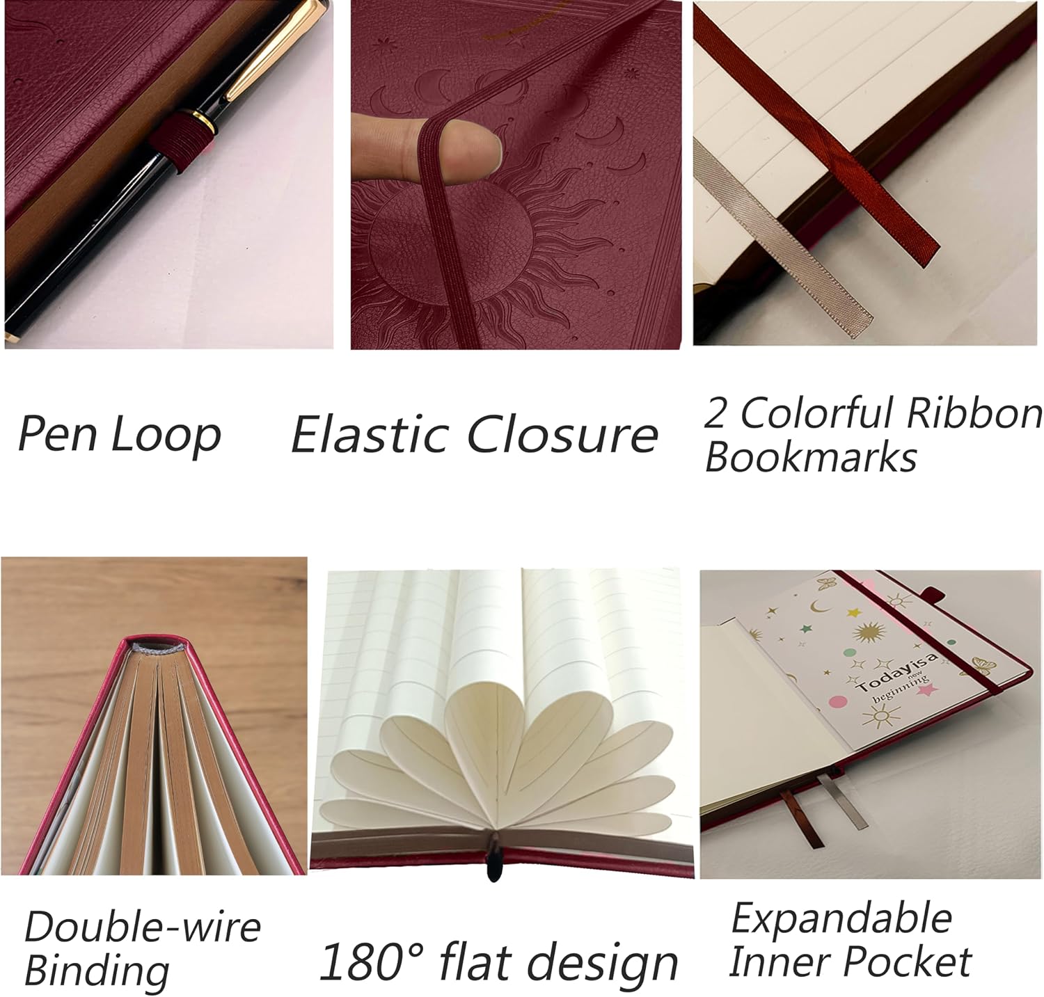 Detalle 2 de HwxBen Wine Red Journal