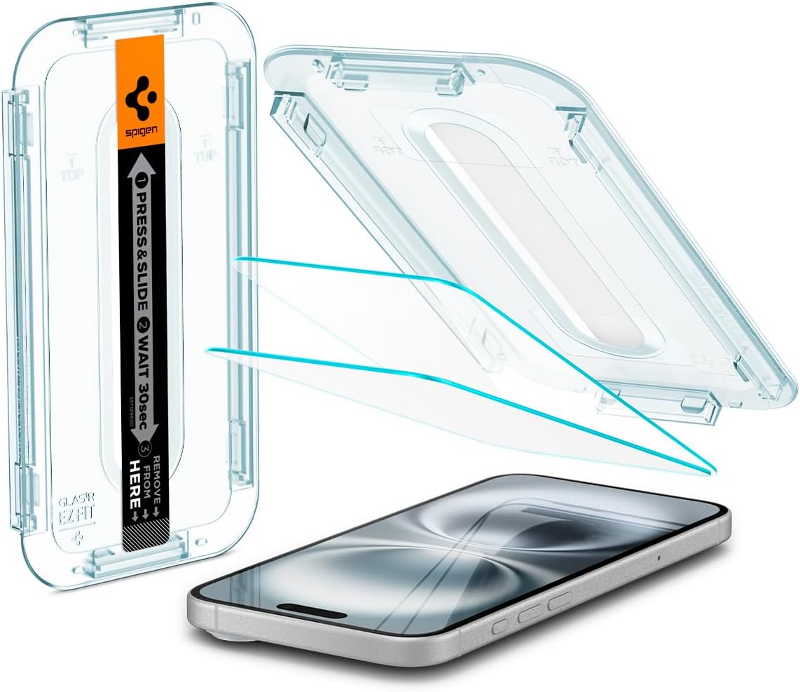 Detalle de Spigen Glas.tR EZ Fit Schutzfolie für iPhone 16 Plus, 2er-Pack