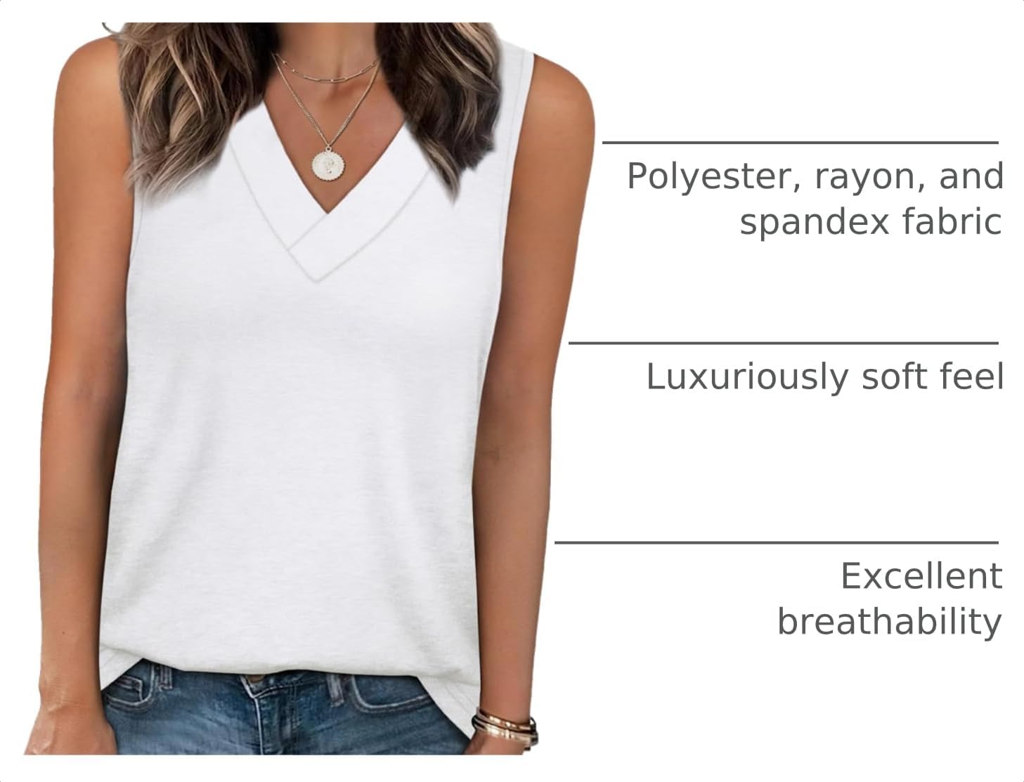 Thumbnail 3 de WIHOLL V Neck Tank Top for Women