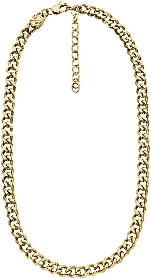 Thumbnail 3 de Fossil Collier en acier inoxydable doré avec fermoir à mosqueton – modèle masculin