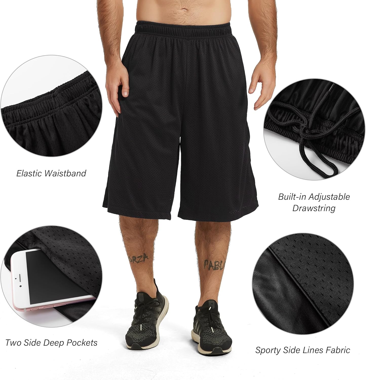 Thumbnail 3 de HQUEC Men's 12" Athletic Shorts: Lightweight, Loose-Fit Basketball Shorts with Pockets