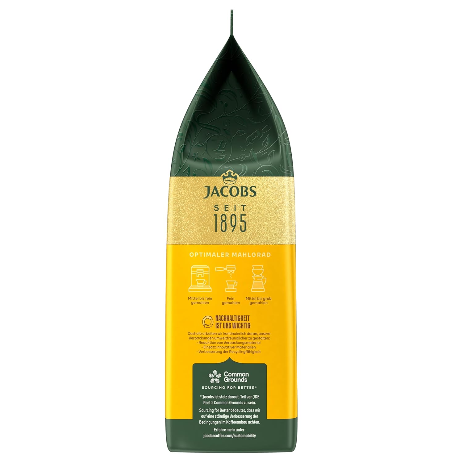 Detalle de Jacobs Café Crema Gold – Ganze Bohnen, vollmundig & fruchtig, 1 kg, brasilianische Basis aus Bremen geröstet