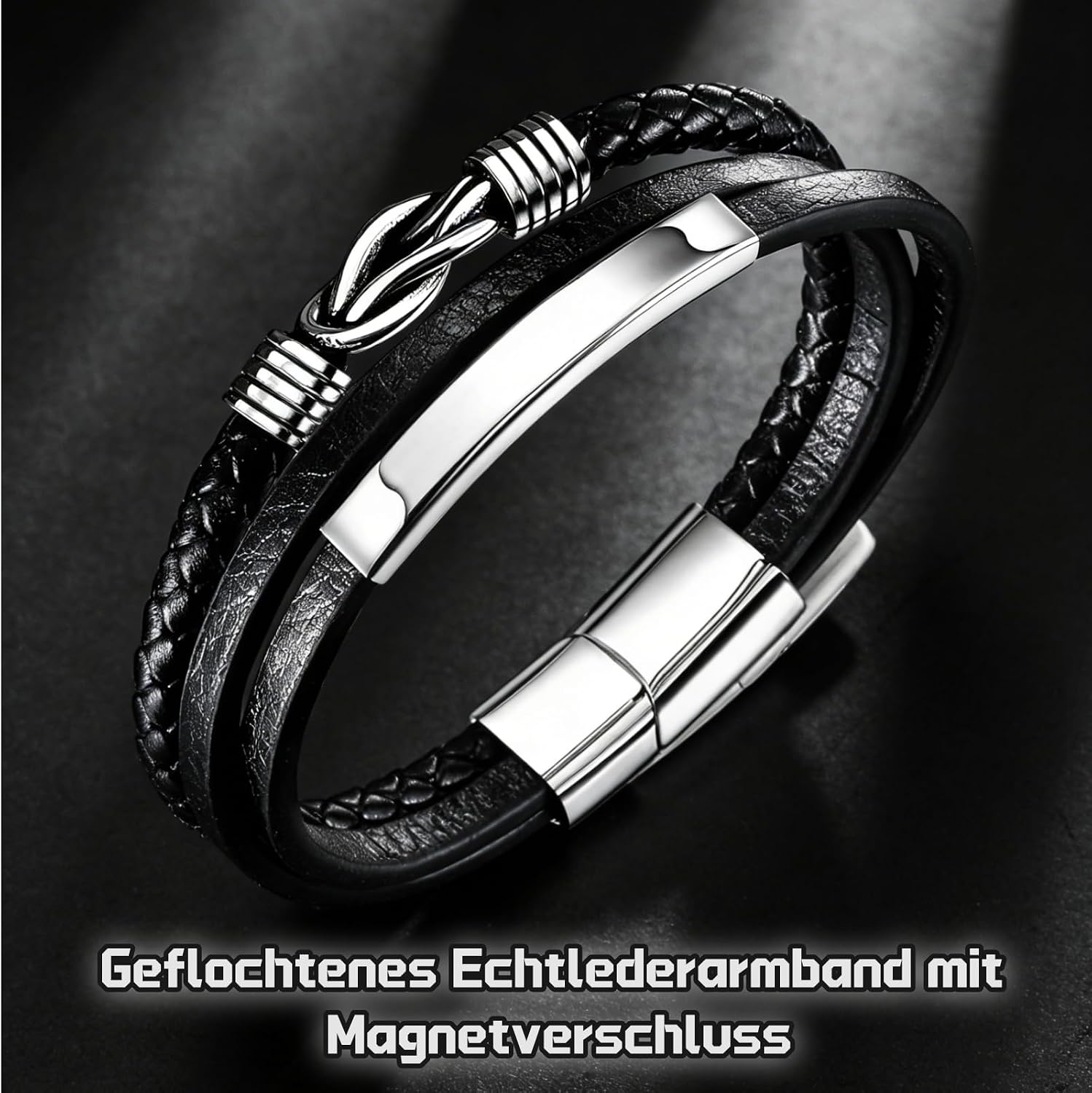 Thumbnail 4 de Gkmamrg Lederarmband schwarz Geflochten