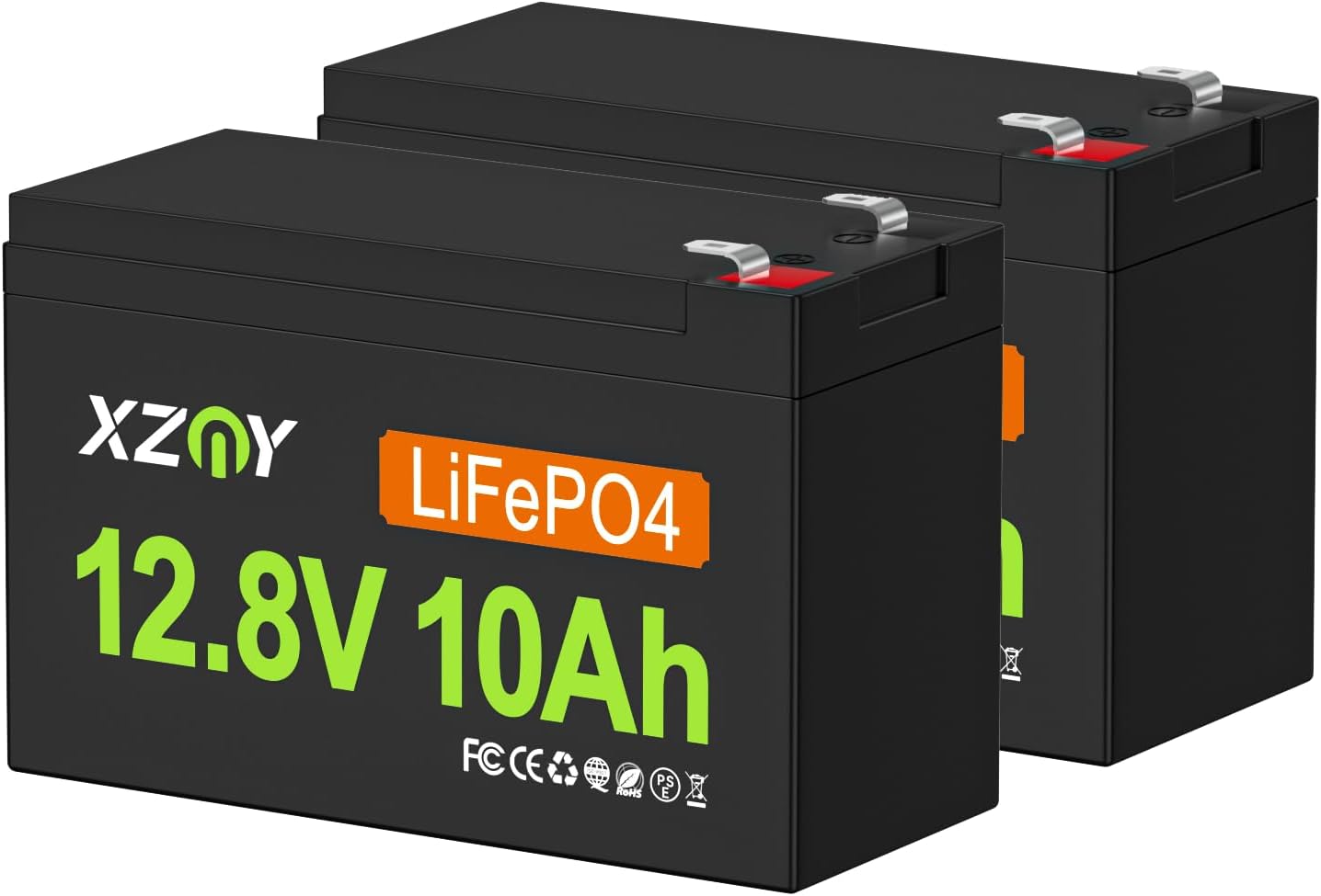Detalle de XZNY 12V 10Ah LiFePO4 Battery 2-Pack with 10A BMS and F2 Terminals