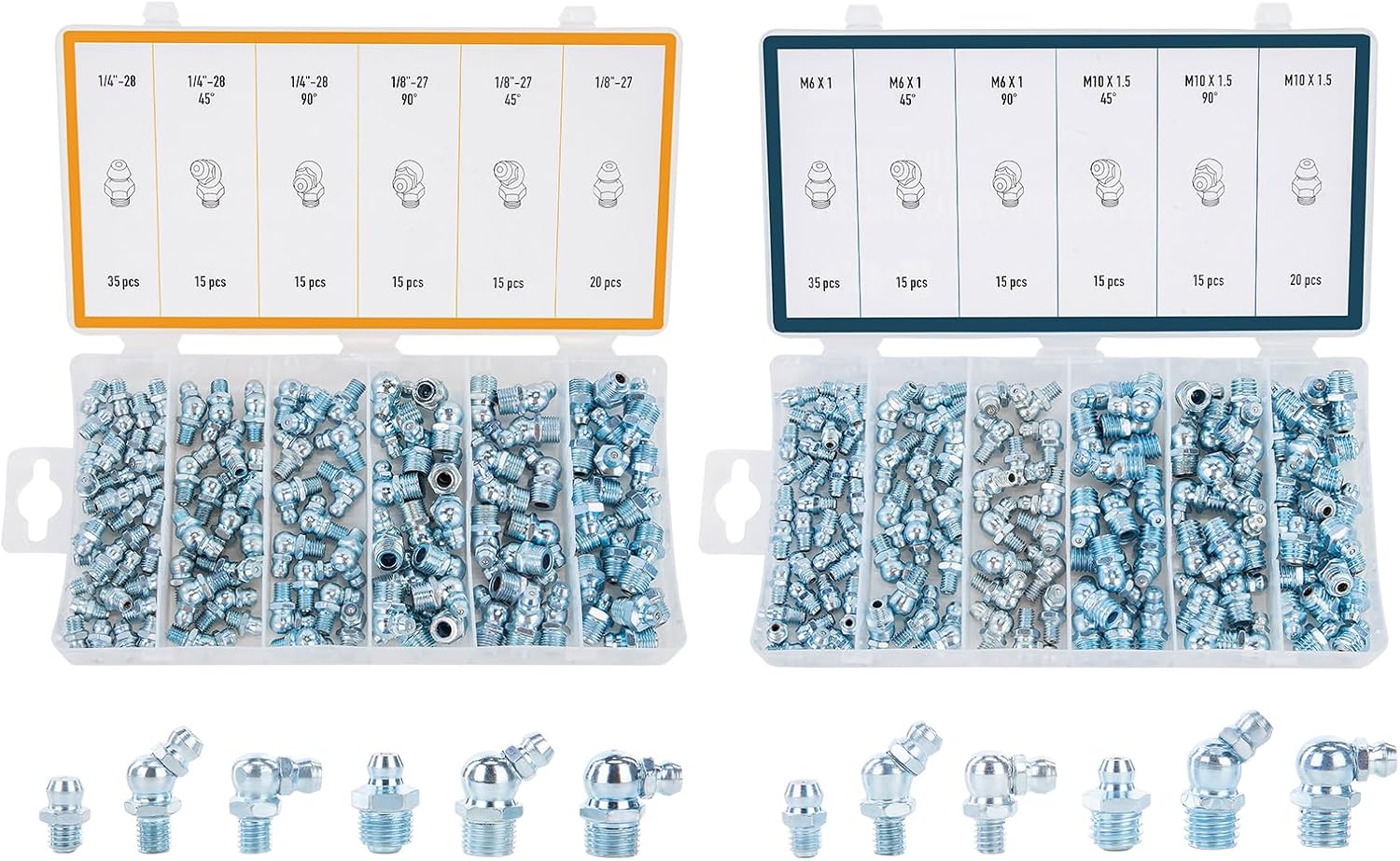 Detalle de ZELCAN 230-Piece Hydraulic Grease Fitting Set, SAE & Metric Zerks