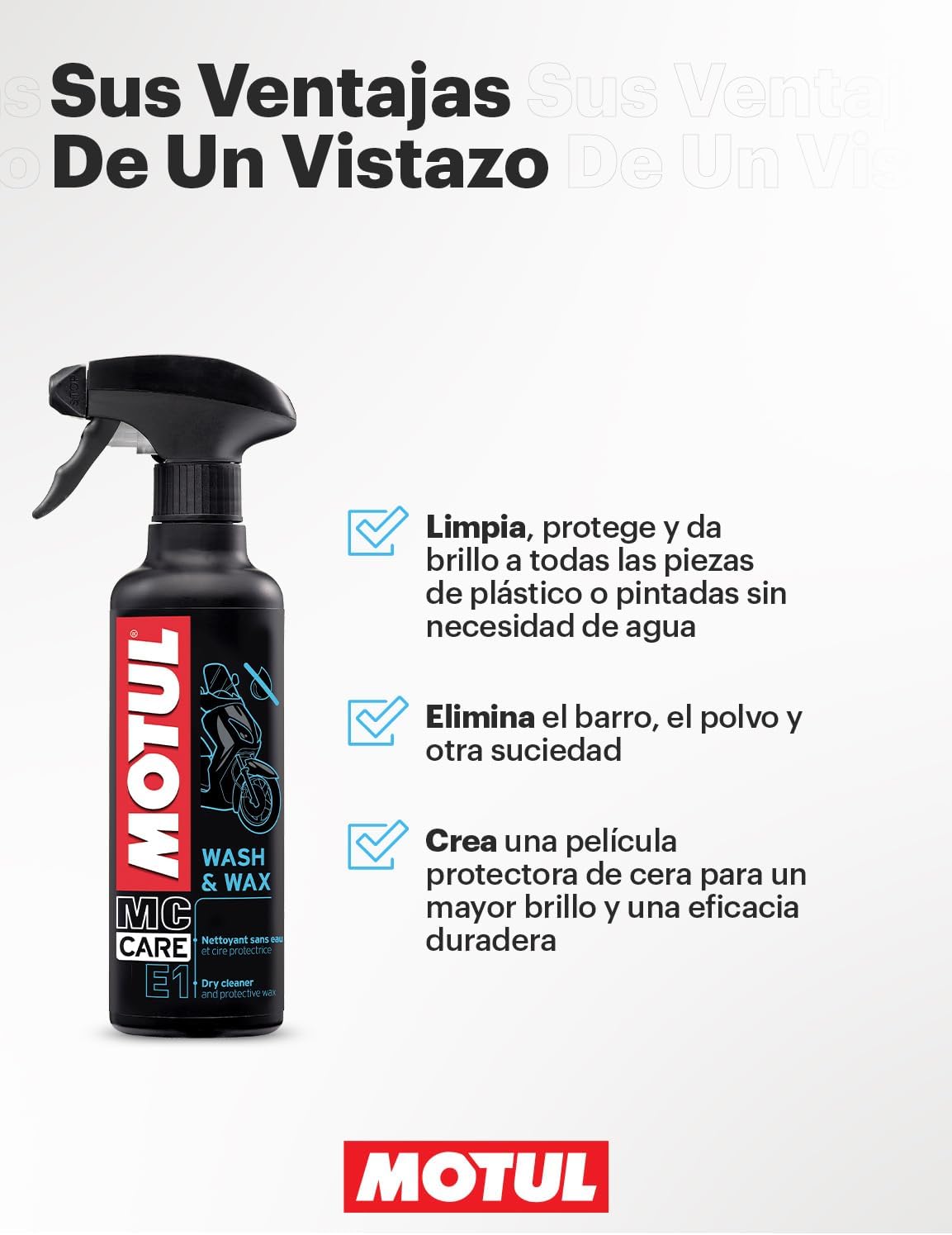 Thumbnail 2 de Motul Wash & Wax E1 400 ml Limpiador en Seco