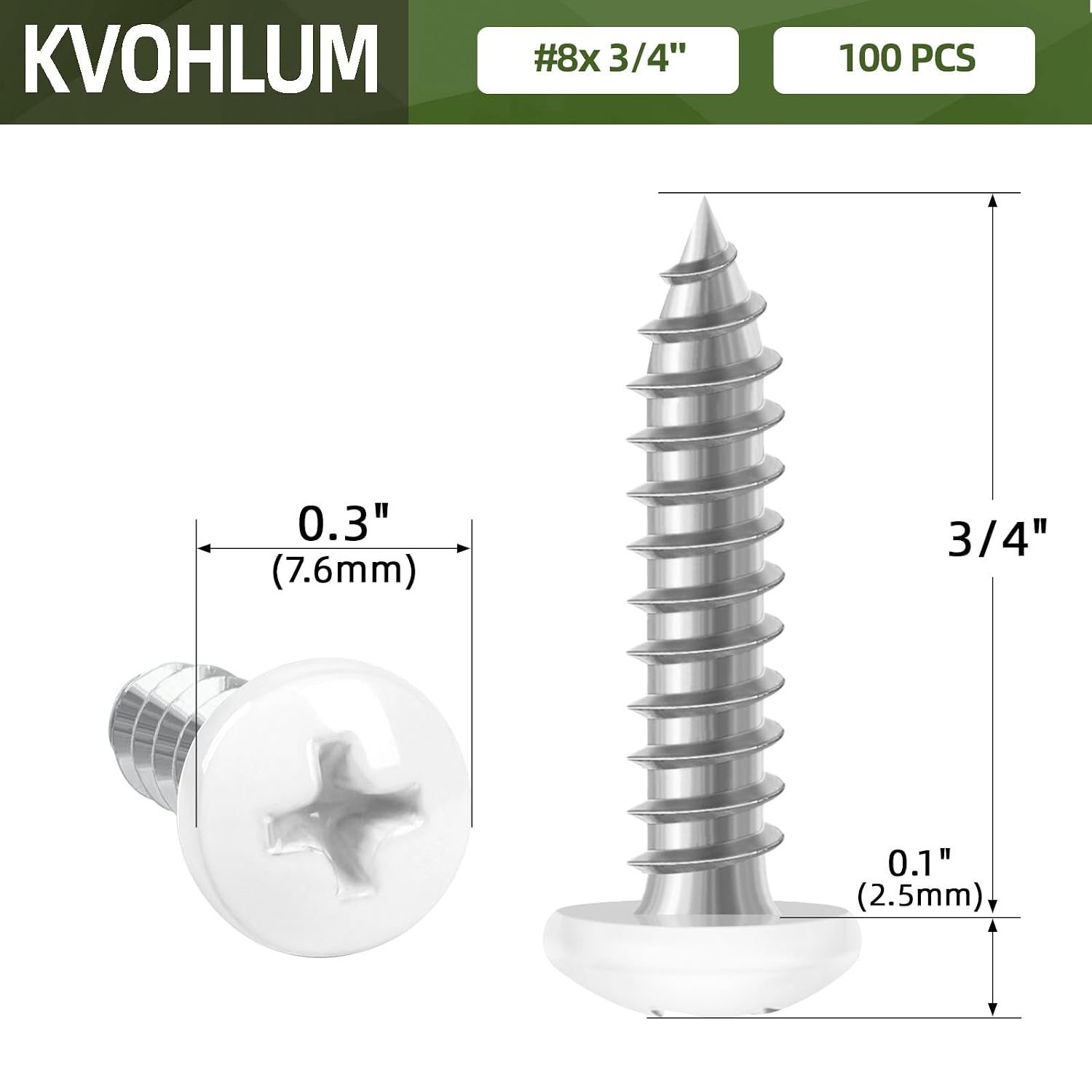 Detalle 2 de Pan Head Sheet Metal Screws, #8 x 3/4