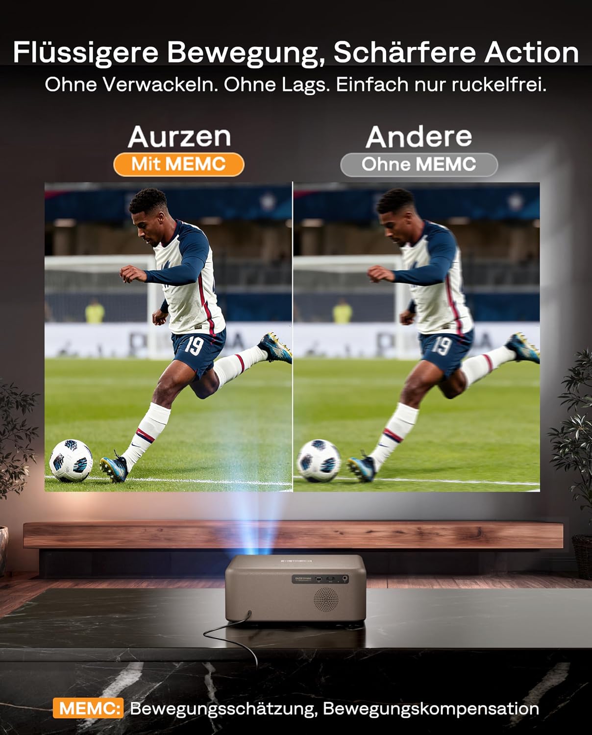 Detalle 2 de Aurzen EAZZE D1 MAX Smart Beamer 1000 ANSI