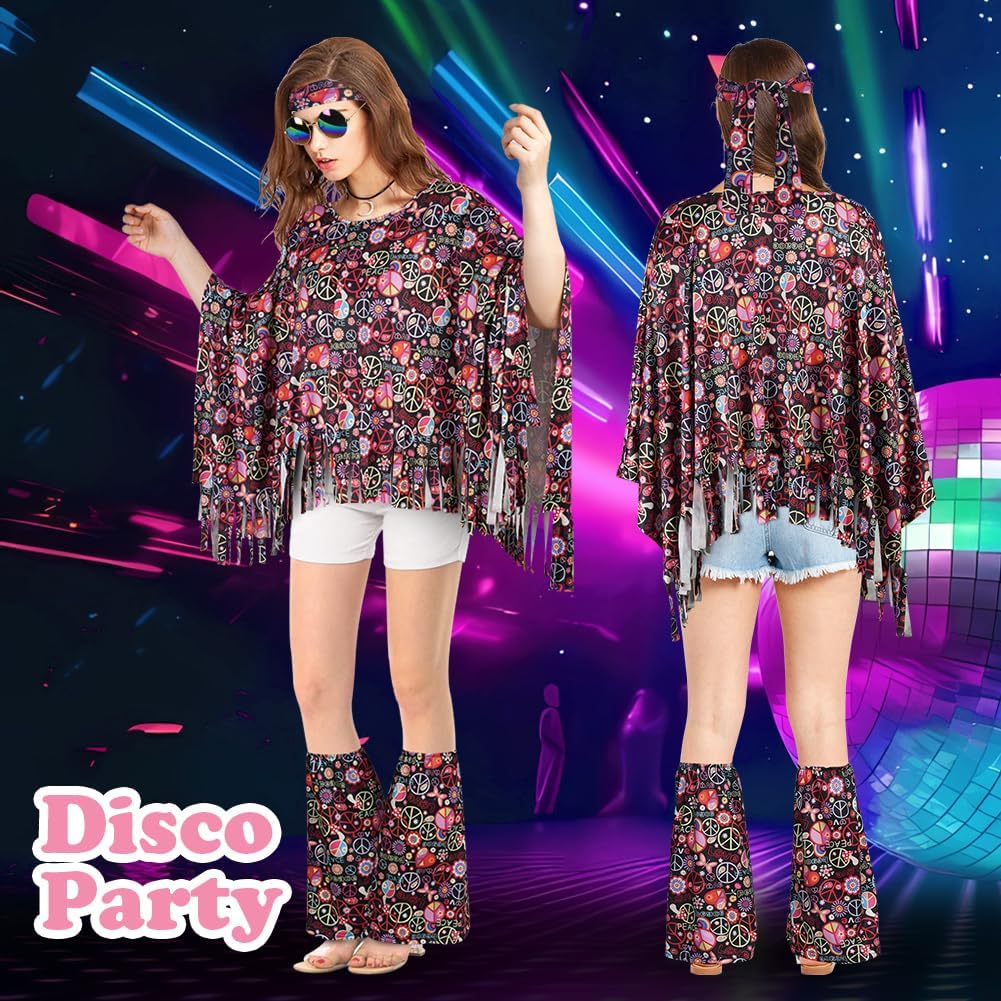 Thumbnail 5 de AOOWU Hippie Kostüm Damen Set 60er 70er