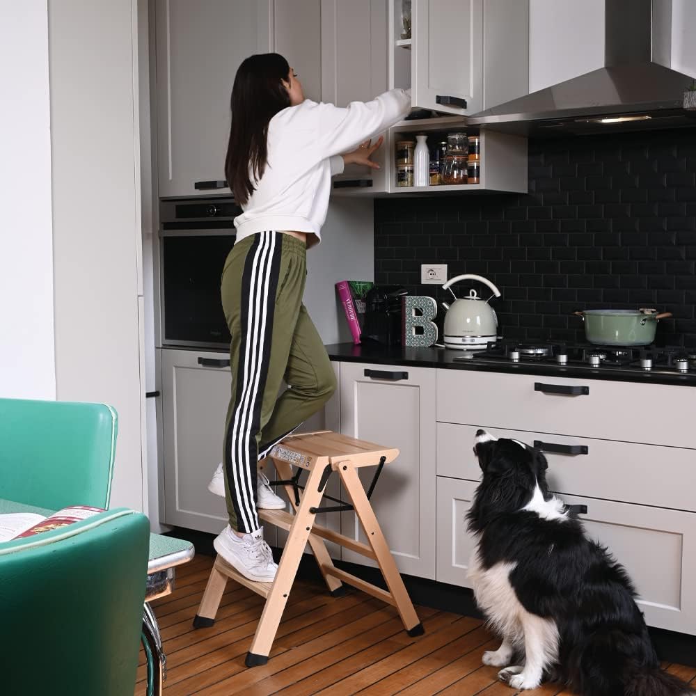 Thumbnail 5 de Foppapedretti Tialzo Tabouret Pliant en hêtre verni, Wengé – 3 marches, 150 kg