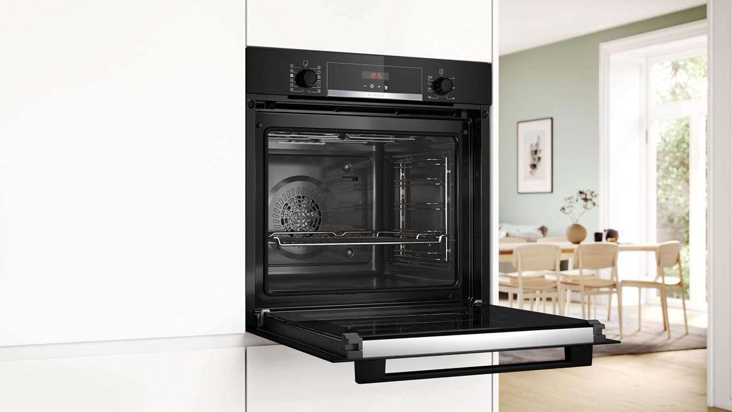 Detalle de Bosch HQA574BB3 Serie 4 Forno con Vapore da Incasso: pulizia pirolitica, 3D HotAir e 10 programmi