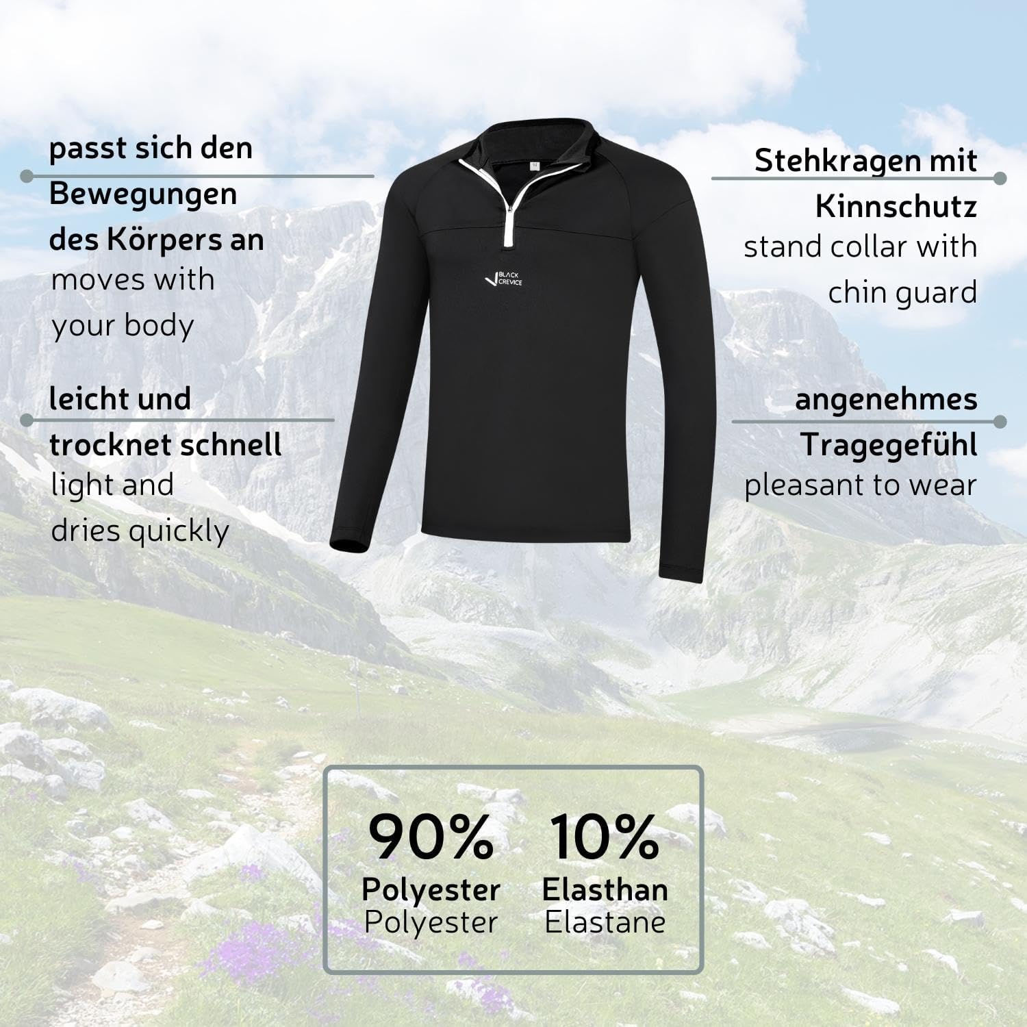 Thumbnail 3 de Black Crevice - Maglia Termica da Uomo con Cerniera