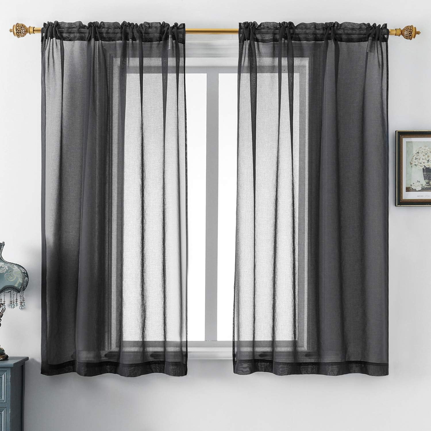 Detalle de DUALIFE Sheer Curtains, 54-Inch Length