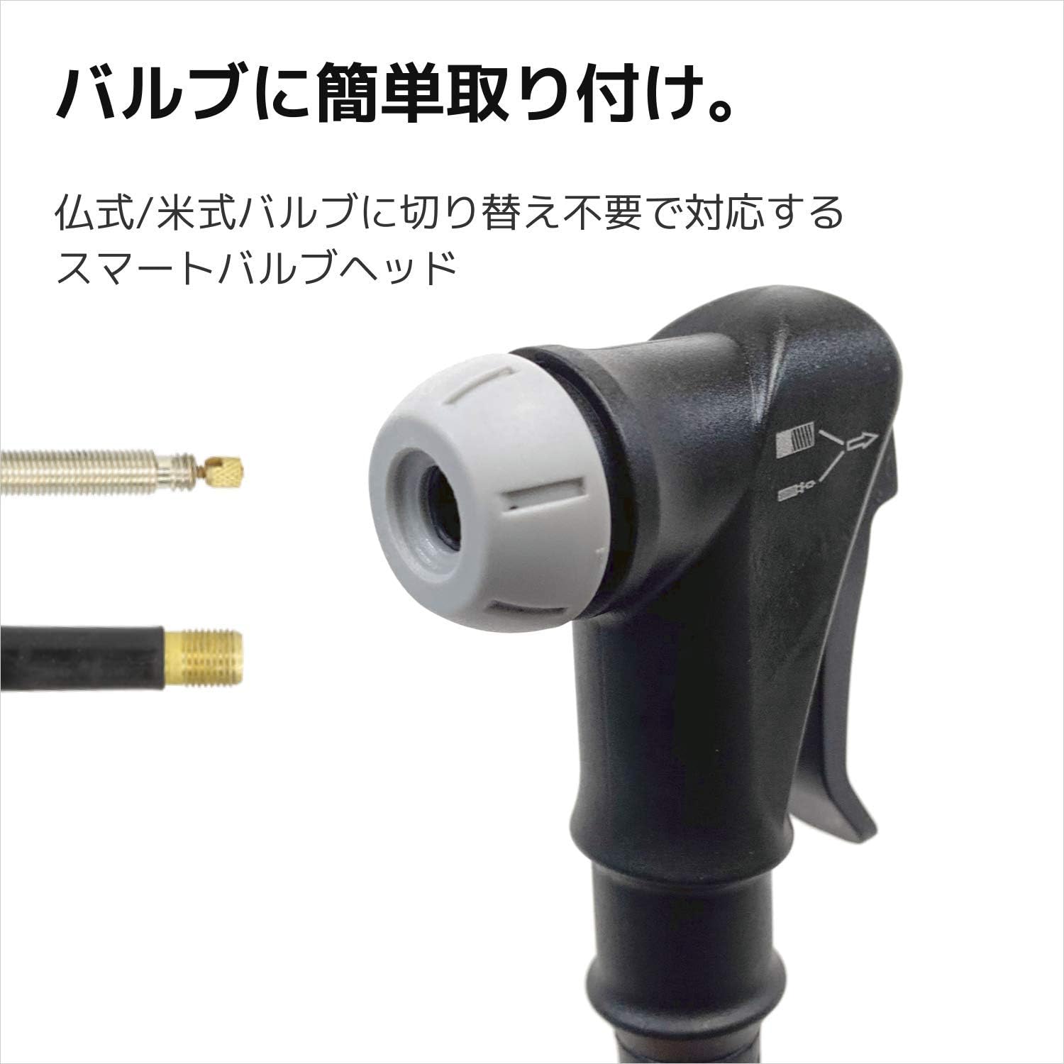 Detalle 2 de SERFAS FP-200 フロアポンプ エアゲージ付き 仏式・米式対応、英式アダプター付属