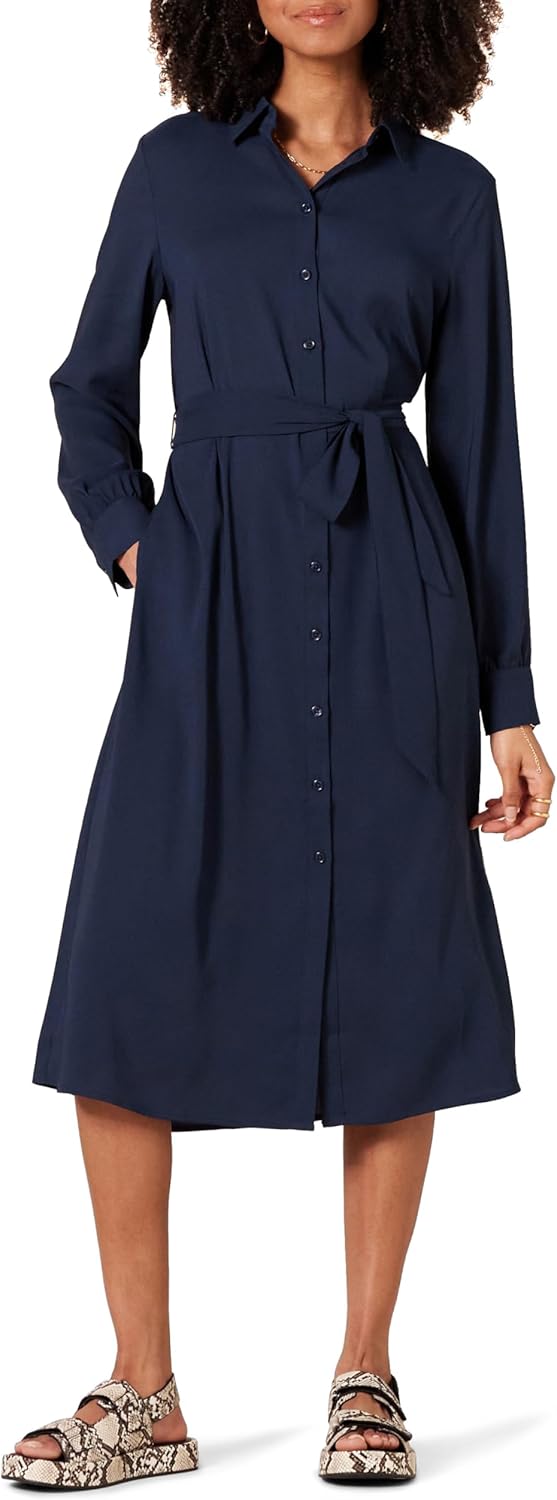 Thumbnail 5 de Amazon Essentials Women's Long-Sleeve Midi Shirt Dress for Work and Office