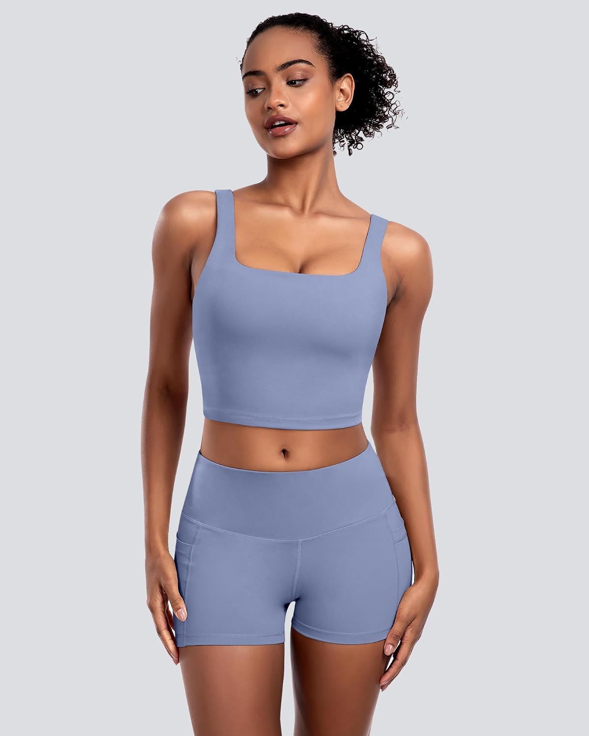 Detalle de Womens Sports Bras 5 Packs: Square Neck Longline with Removable Pads