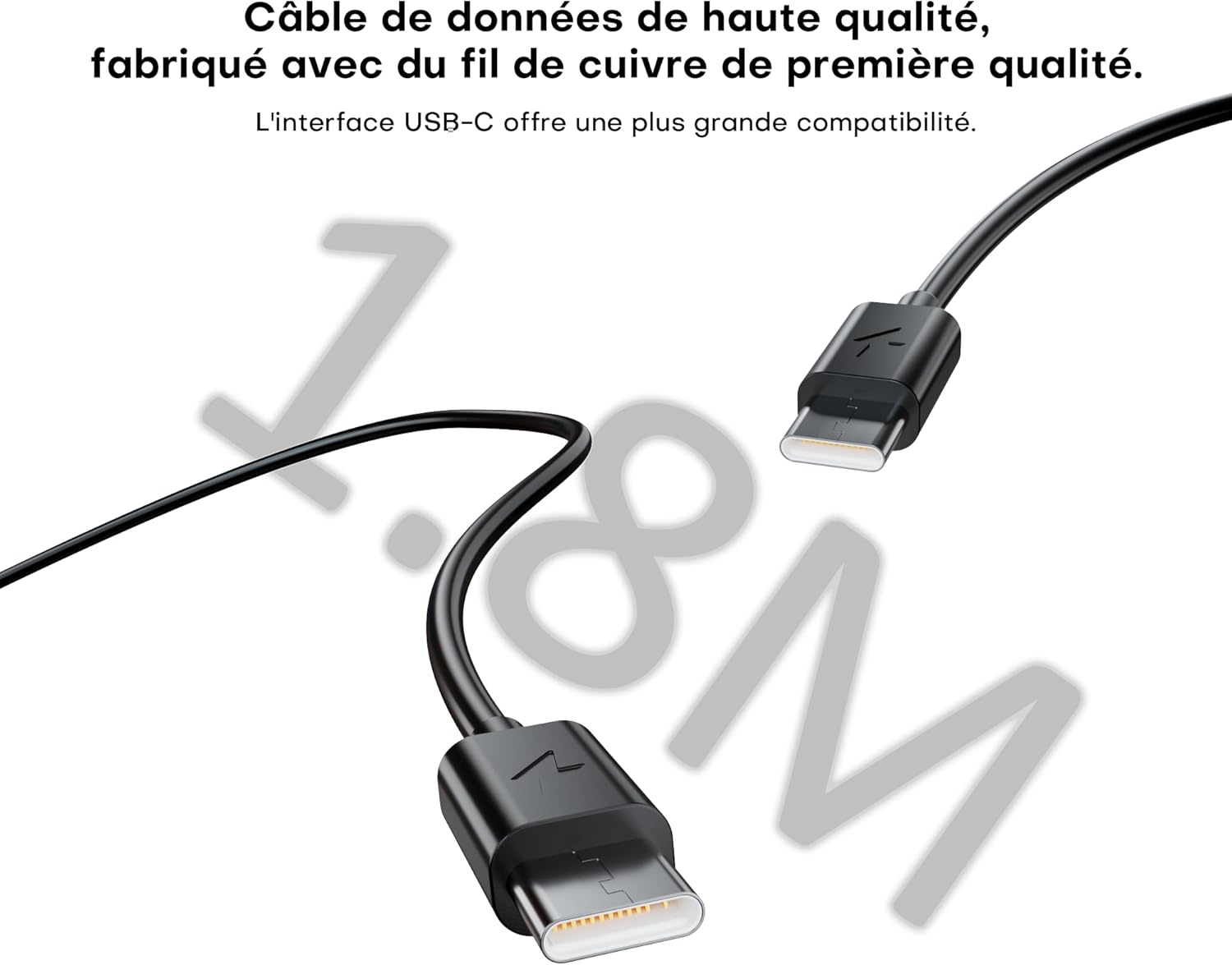 Detalle de Chargeur USB-C 45 W BOLUX-JS avec Super Fast Charge 2.0 et câble USB-C 2 m (noir) pour Samsung Galaxy