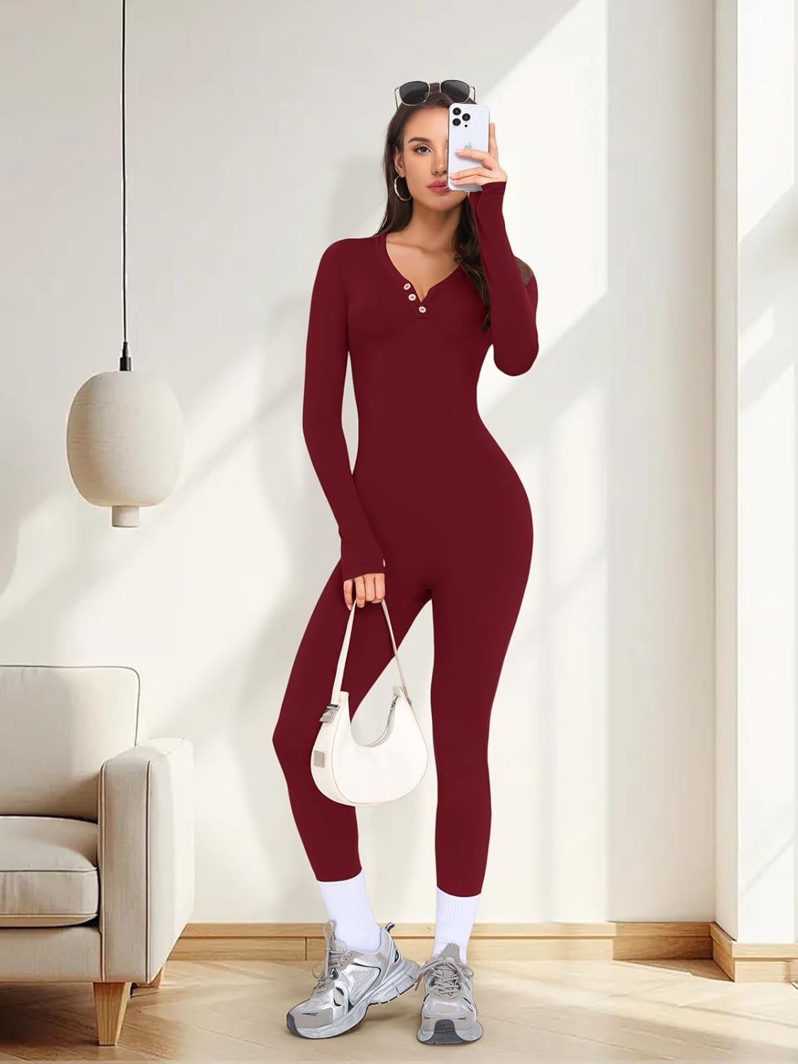 Thumbnail 6 de VUTRU Damen Sport-Jumpsuit langarm aus Stretch: Nahtloser Einteiler für Yoga & Workout