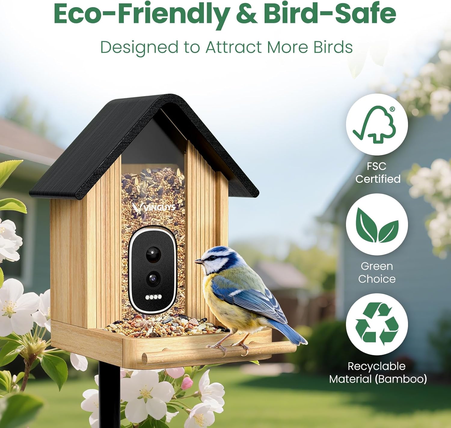 Thumbnail 6 de WLNYUGS Bird Feeder with Camera – Smart Bamboo 2.5K UHD AI Identification