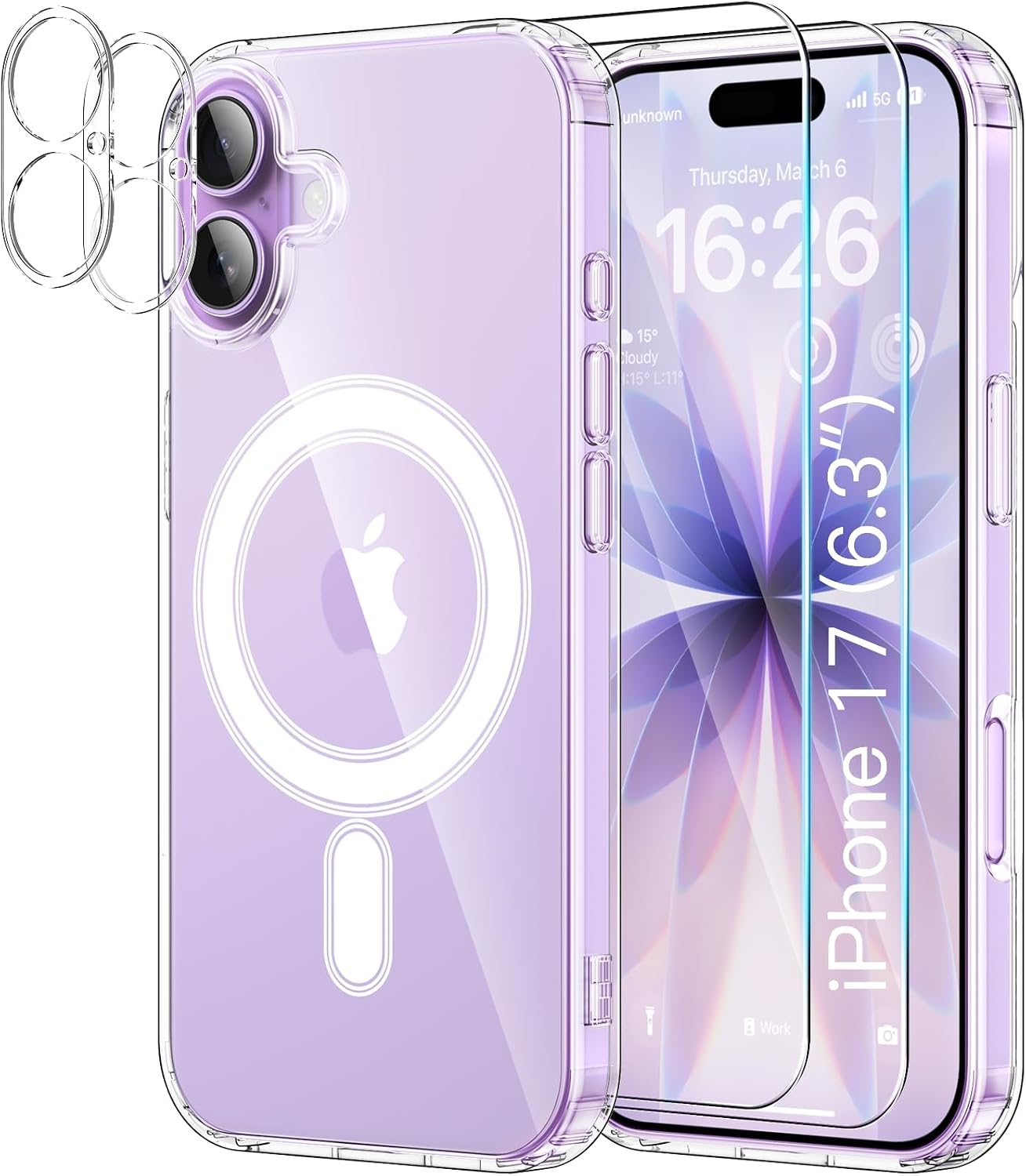 Detalle de YNMEacc 5 in 1 Magnetic iPhone 17 Case 6.3-inch