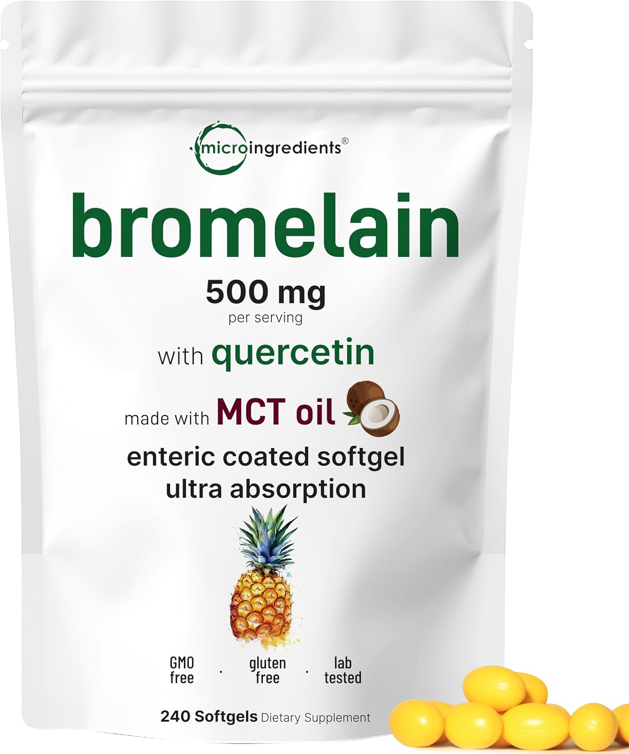 Detalle de Micro Ingredients Bromelain Supplement, 240 Softgels