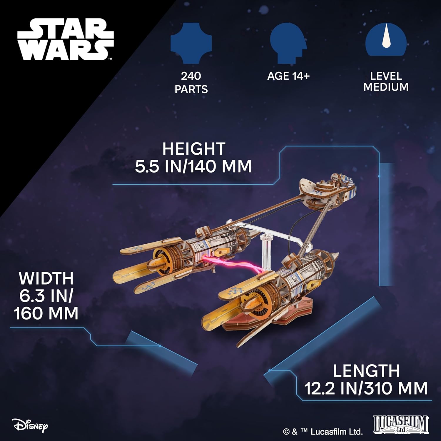 Detalle de UGEARS Star Wars Anakin Skywalker’s Podracer – 3D Wooden Puzzle for Adults