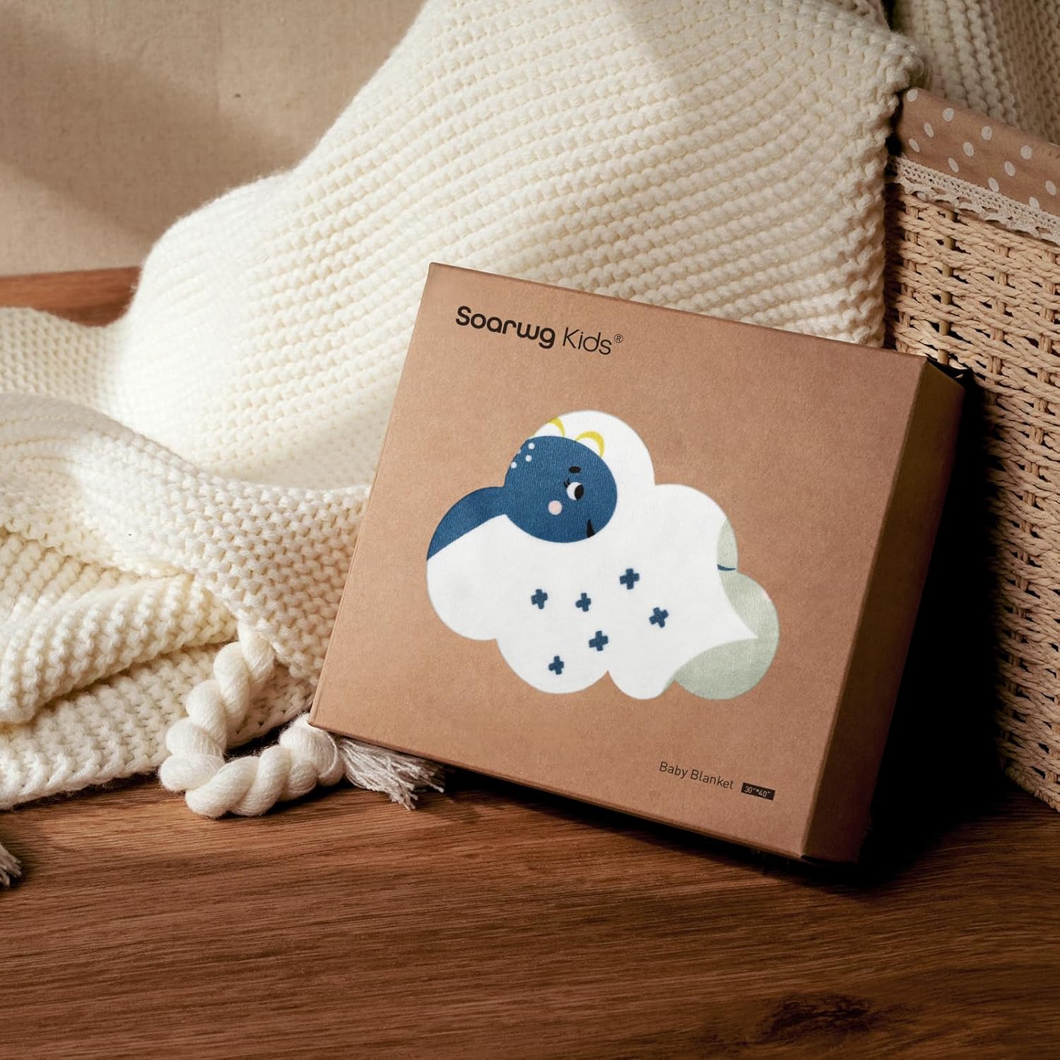 Thumbnail 3 de Soarwg Kids Baby Blanket Newborn Gifts (75x100cm) - Soft Plush Duvet with Dotted Backing (Dinosaur)