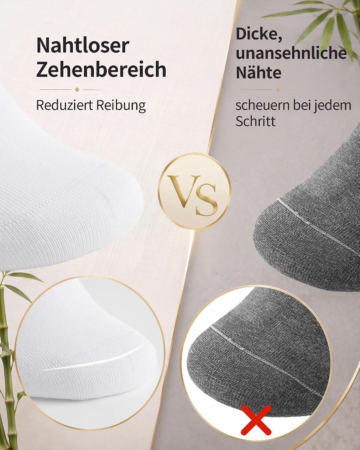 Detalle de SukModen skarpety unisex z bawełną i wiskozą bambusową, płaskie szwy