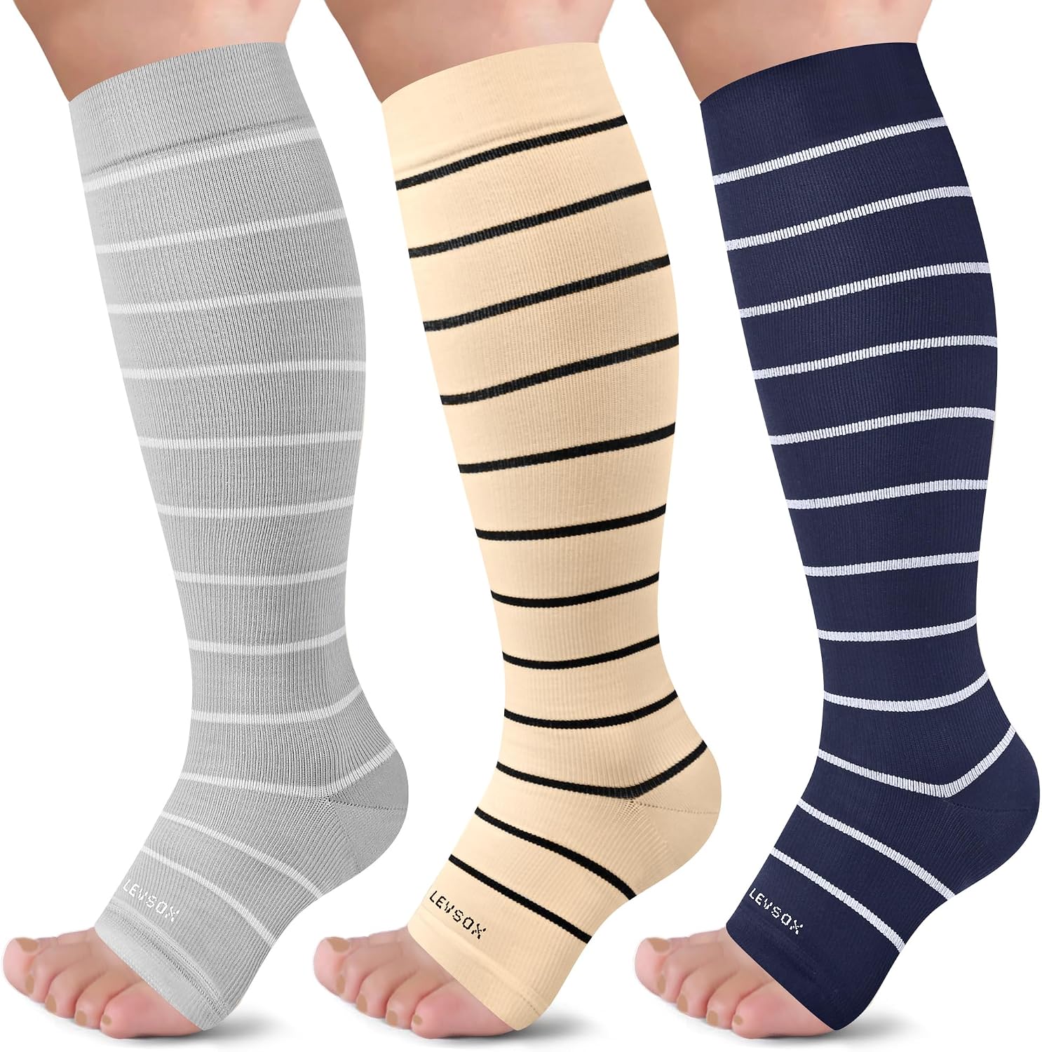 Thumbnail 6 de LEVSOX Open Toe Compression Socks for Women & Men 20-30mmHg — Knee High, Toeless Support Stockings