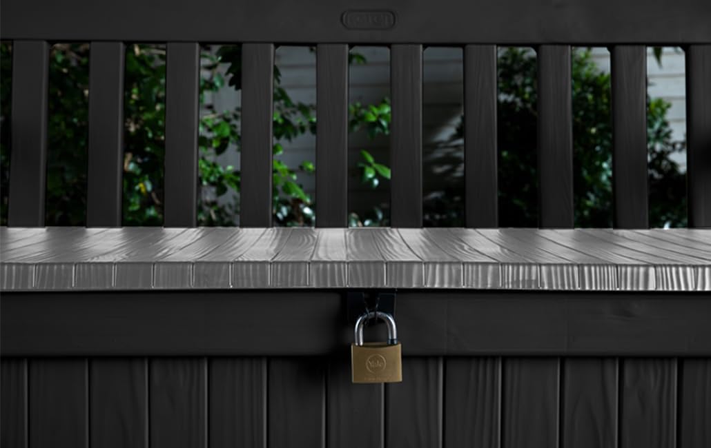 Thumbnail 3 de Keter Sitzbank Eden – Wetterfeste Gartenbank mit 265 L Stauraum, Holzoptik, 140x60x84 cm, inkl. Kissenbox, abschließbar