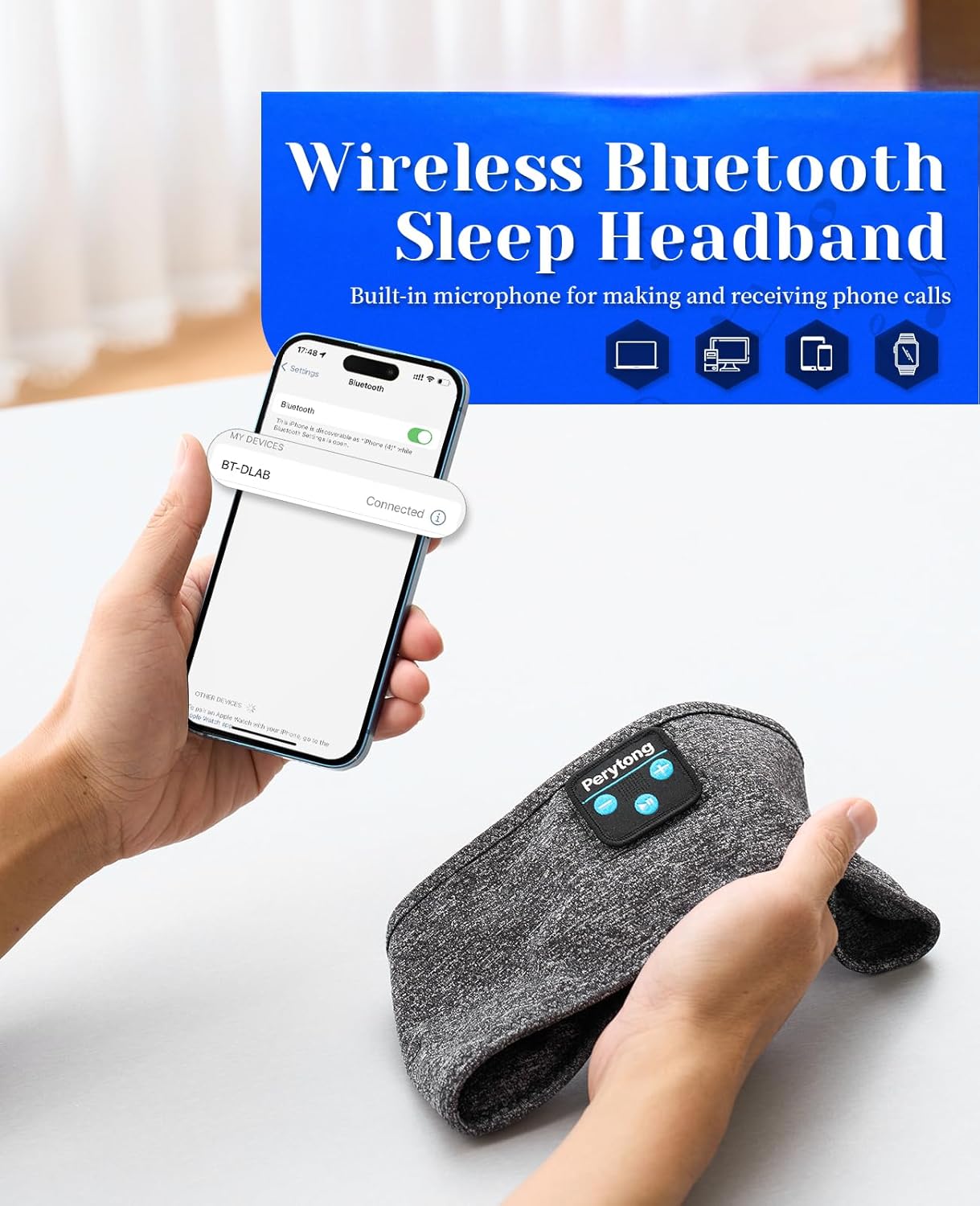 Thumbnail 6 de Perytong Bluetooth Sleeping Headphones Headband (Darkgray) with Built-In Speakers