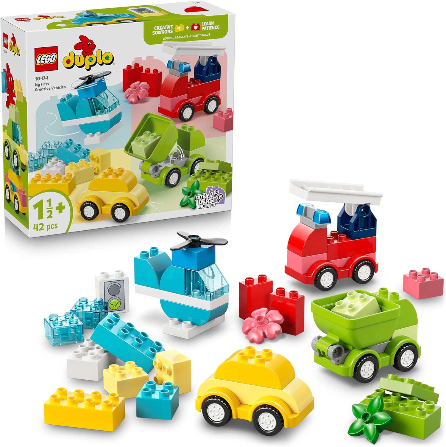 Detalle de LEGO DUPLO Veicoli Creativi 10474 – Gioco Didattico per Motricità Fine e Scoperta dei Veicoli per Bambini dai 12 mesi