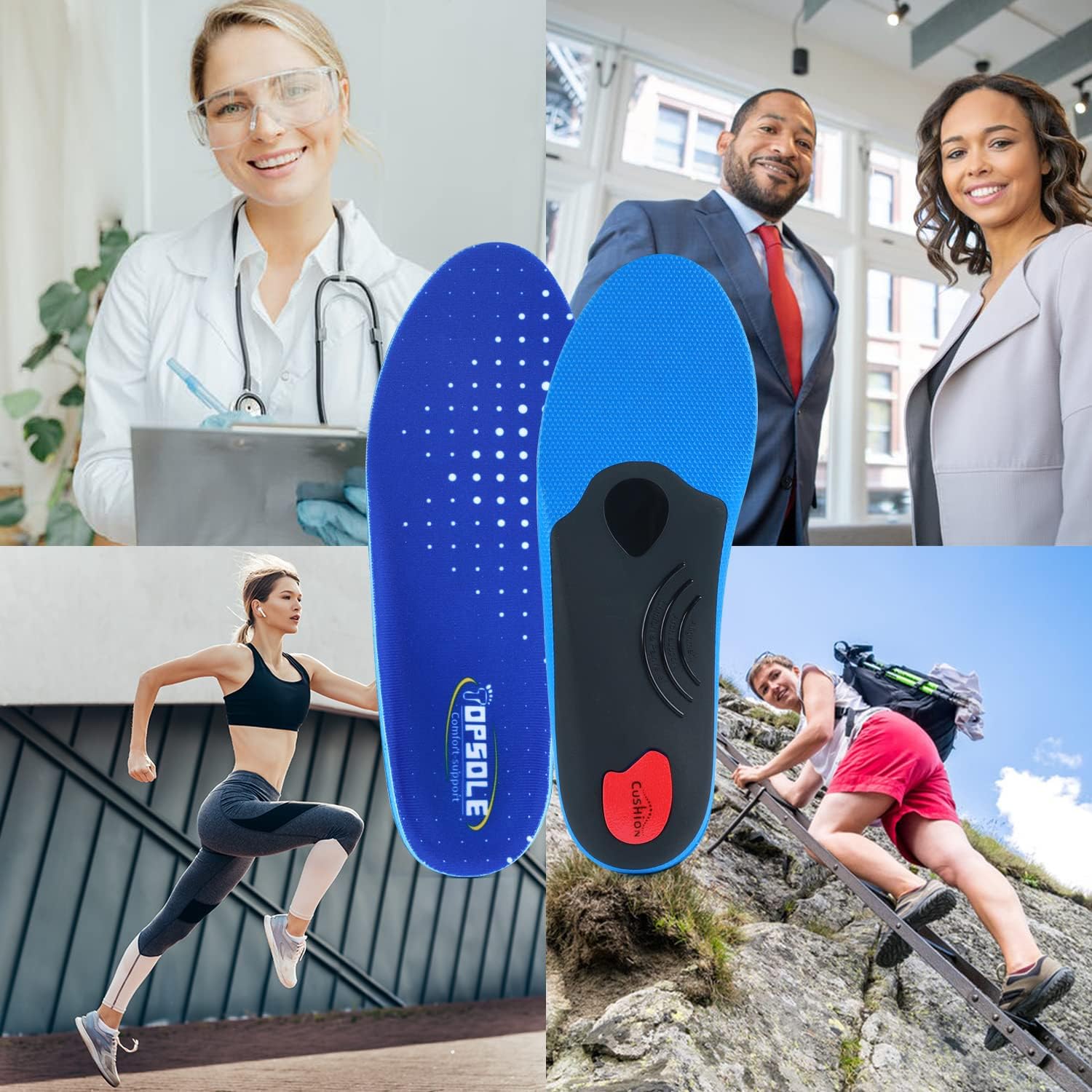 Detalle 2 de TOPSOLE Orthopädische Einlegesohlen für Plantarfasziitis, Fersensporn & Plattfuß (Damen & Herren)