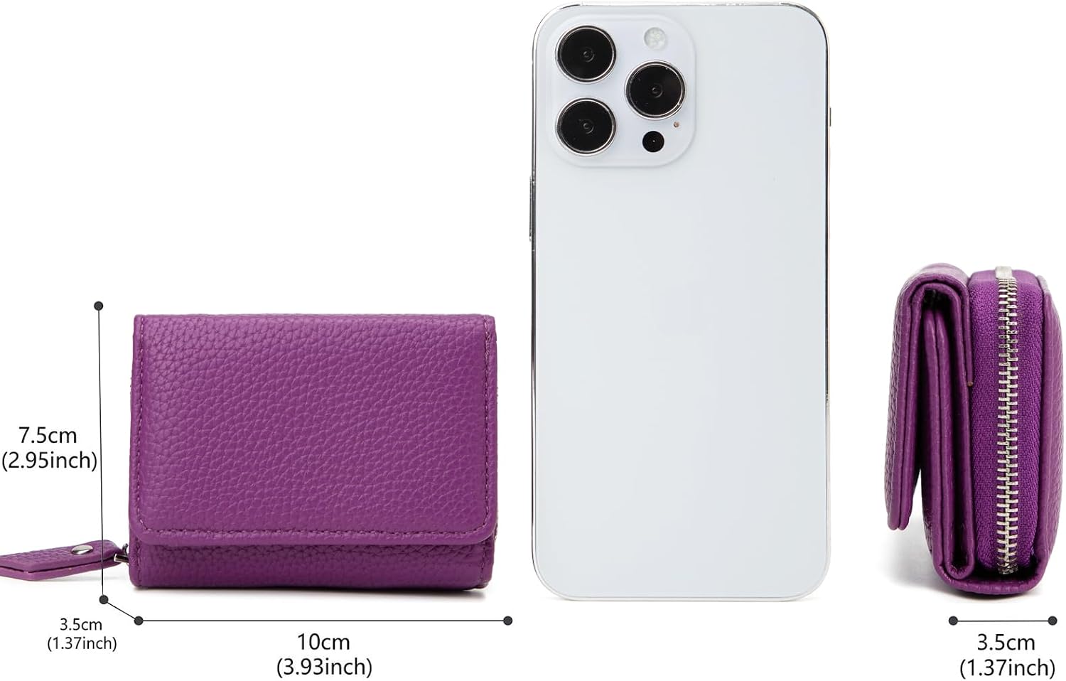 Detalle de CHAOFANXI Portafoglio donna piccolo in pelle PU viola con portamonete e chiusura a zip