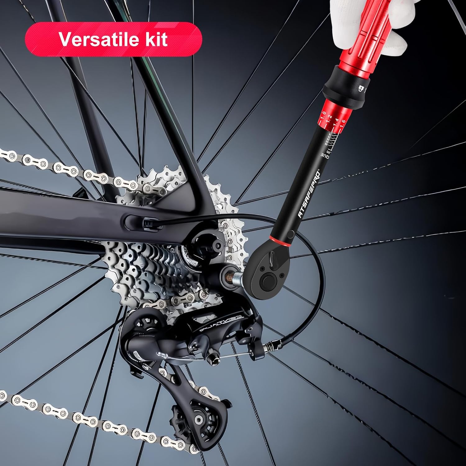 Thumbnail 6 de ATsafepro Bike Torque Wrench Set 1/4 Inch, 3-25Nm — 61-Piece Magnetic Ratchet Screwdriver Kit