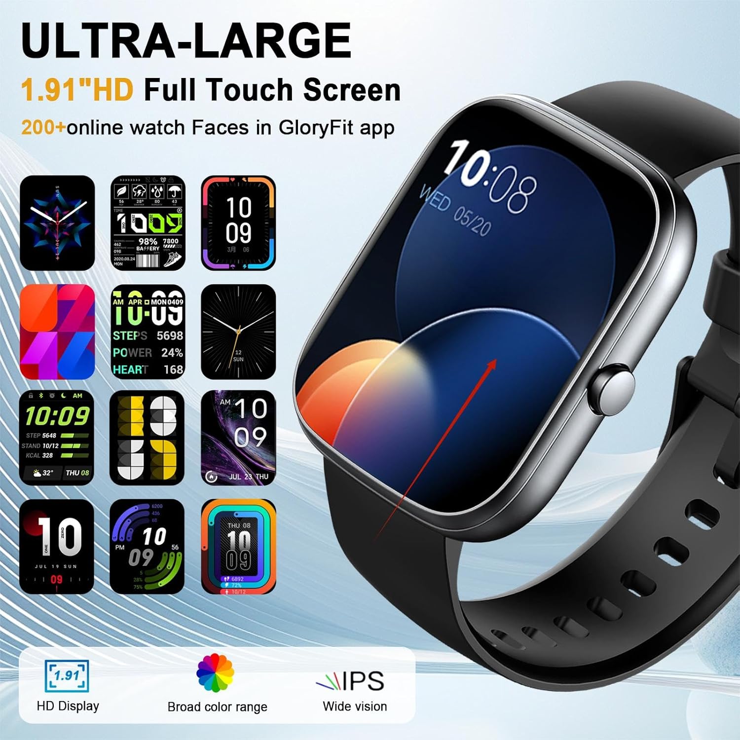 Detalle de Smart Watch for Men Women (Answer/Make Call) with 1.91" HD Screen — 110+ Sport Modes, IP68