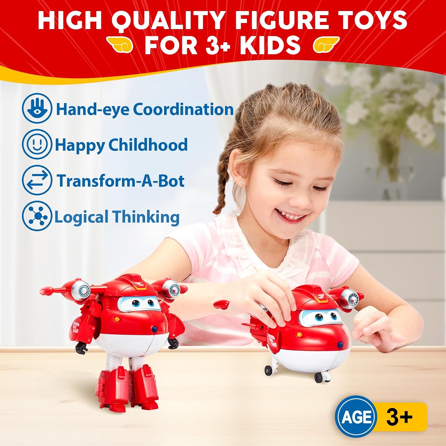 Thumbnail 2 de Super Wings Jett Supercaricato Transforming: Robot in 10 Passaggi (12,5 cm) per Bambini 3+ – Senza Batterie