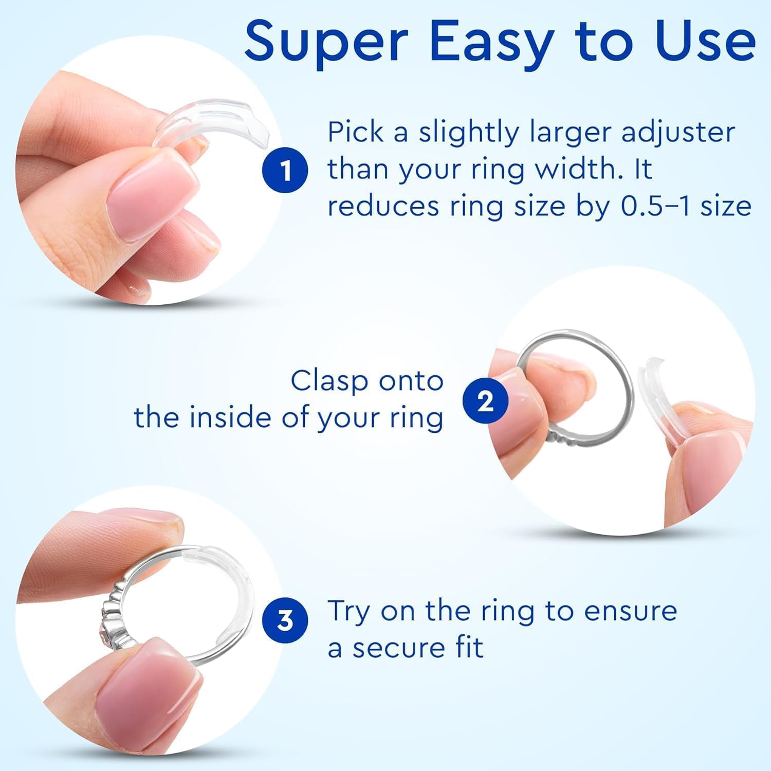 Thumbnail 2 de Ring Adjuster for Loose Rings – 8-Size Spiral Silicone Tightener Set